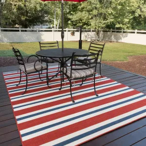 Vista Home Mackinac Horizontal Multi-Striped Area Rug.
