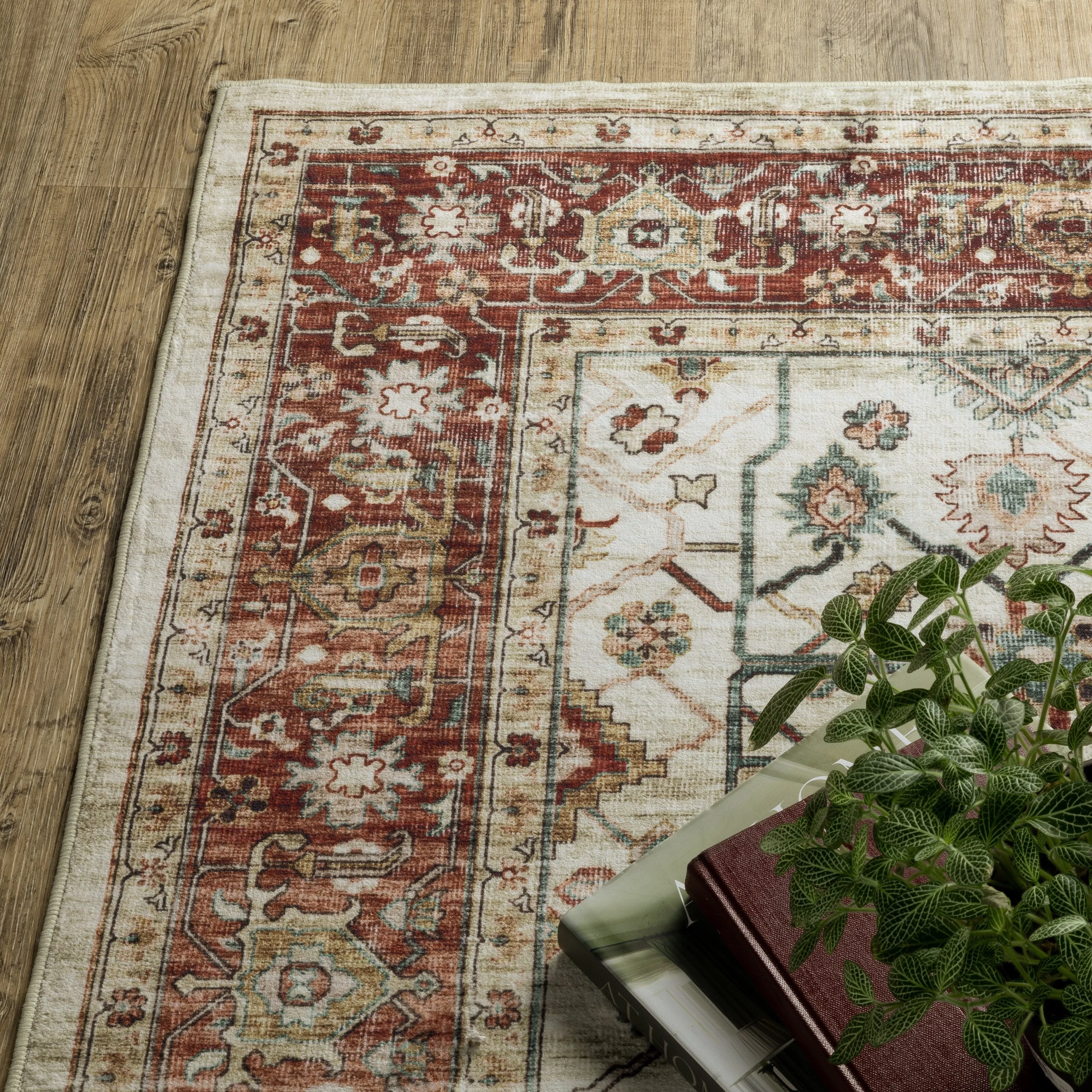 Vista Home Sunderland Vintage Bordered Machine Washable Area Rug Mat