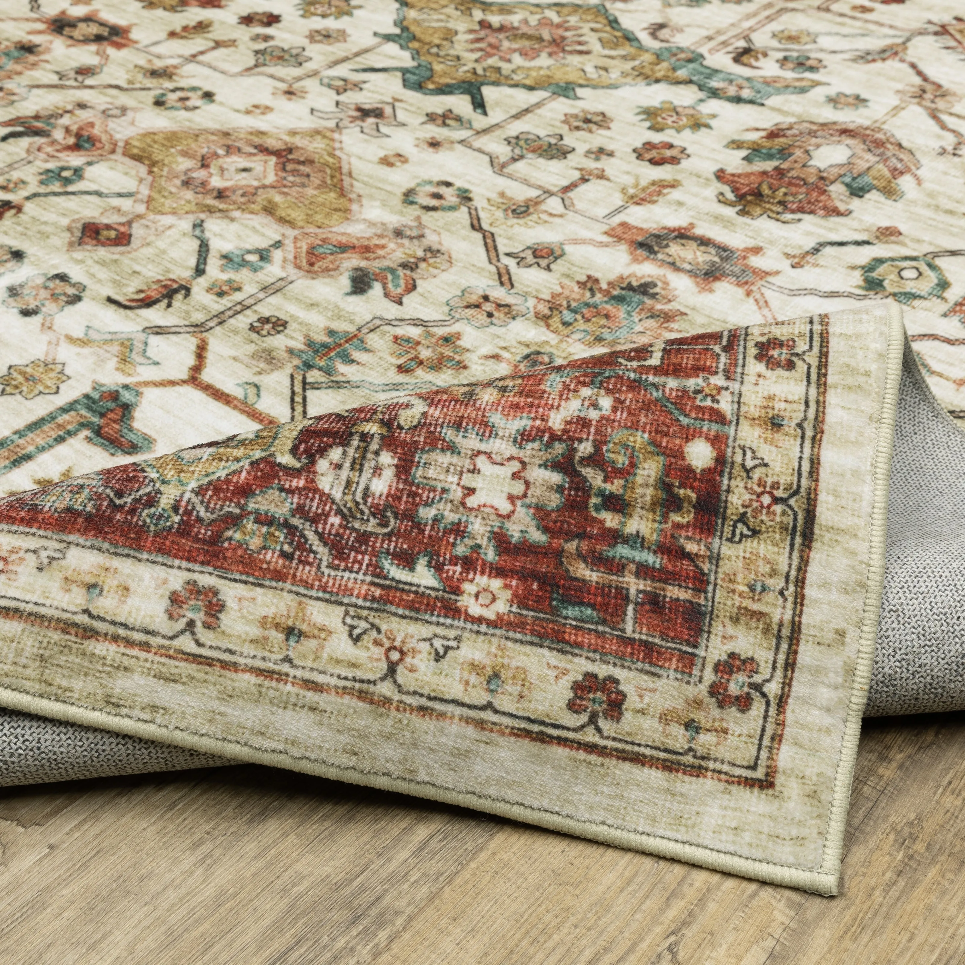 Vista Home Sunderland Vintage Bordered Machine Washable Area Rug Mat
