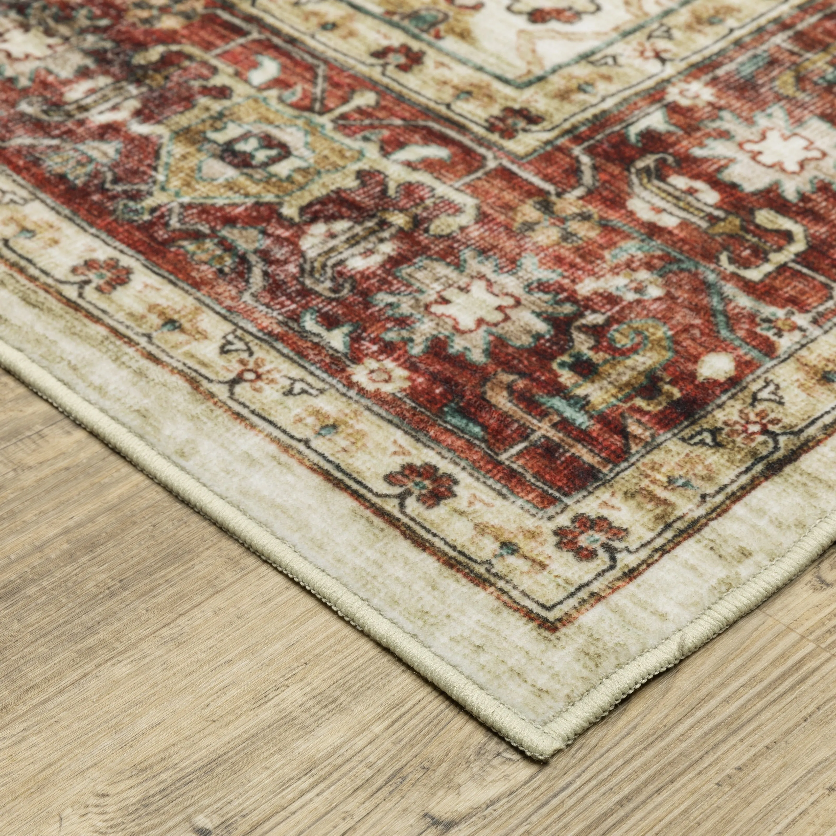 Vista Home Sunderland Vintage Bordered Machine Washable Area Rug Mat