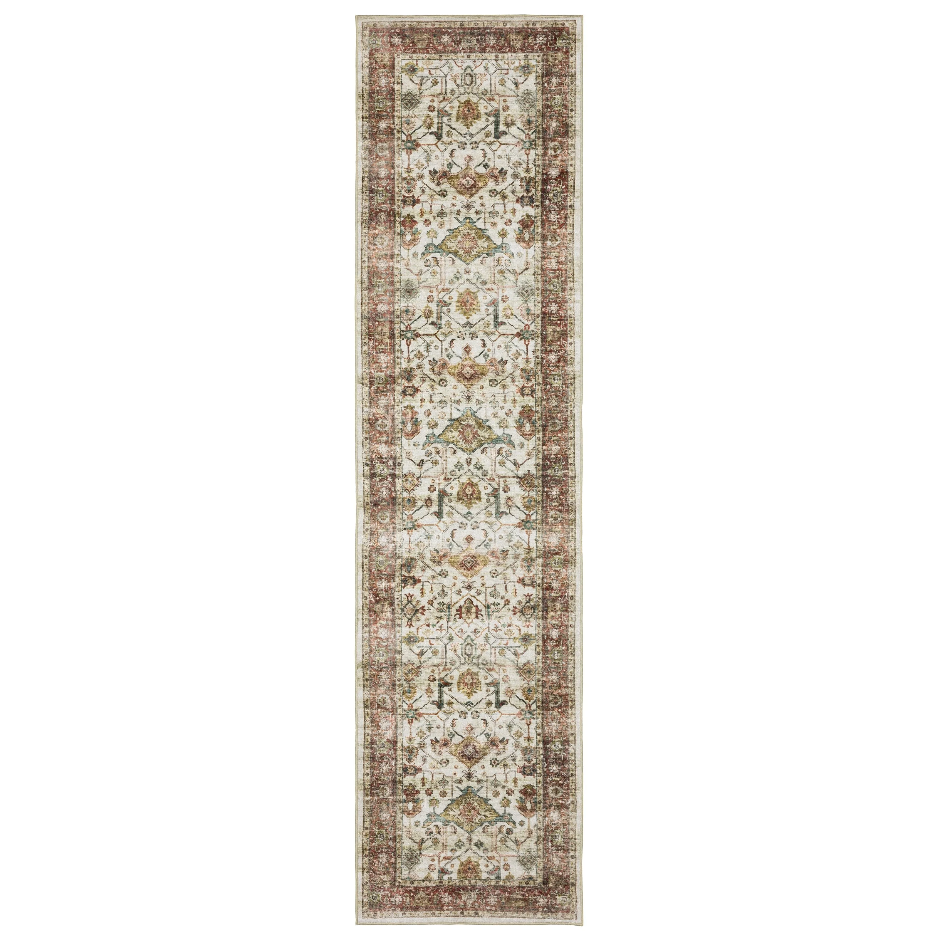 Vista Home Sunderland Vintage Bordered Machine Washable Area Rug Mat