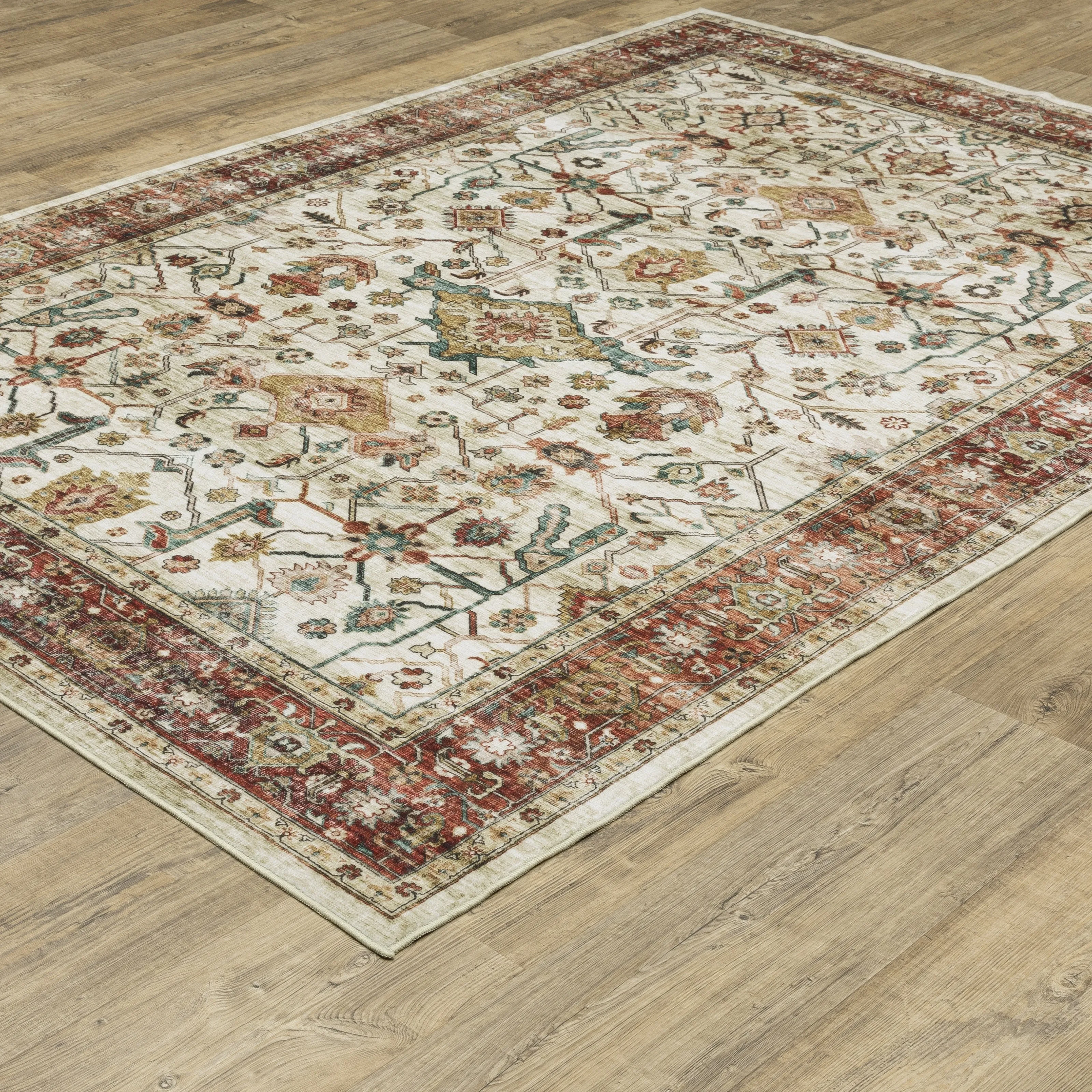 Vista Home Sunderland Vintage Bordered Machine Washable Area Rug Mat