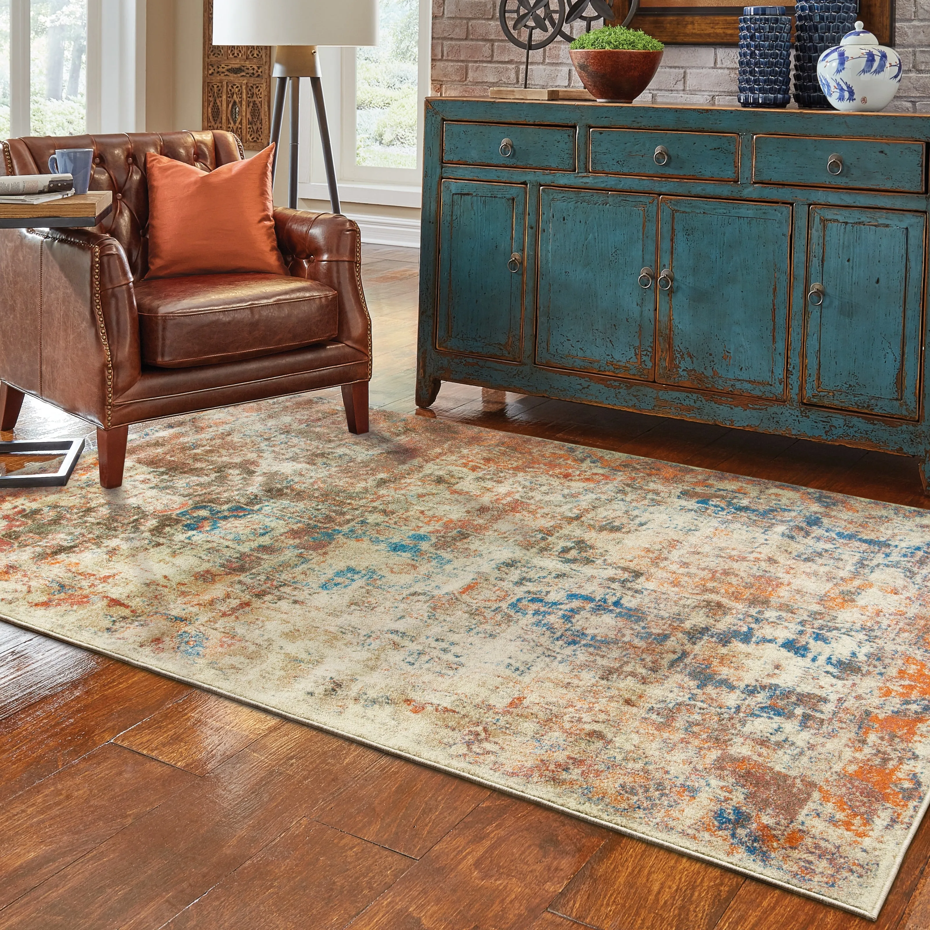 Vista Home Winkel Distressed Traditional Beige/ Multi Rug