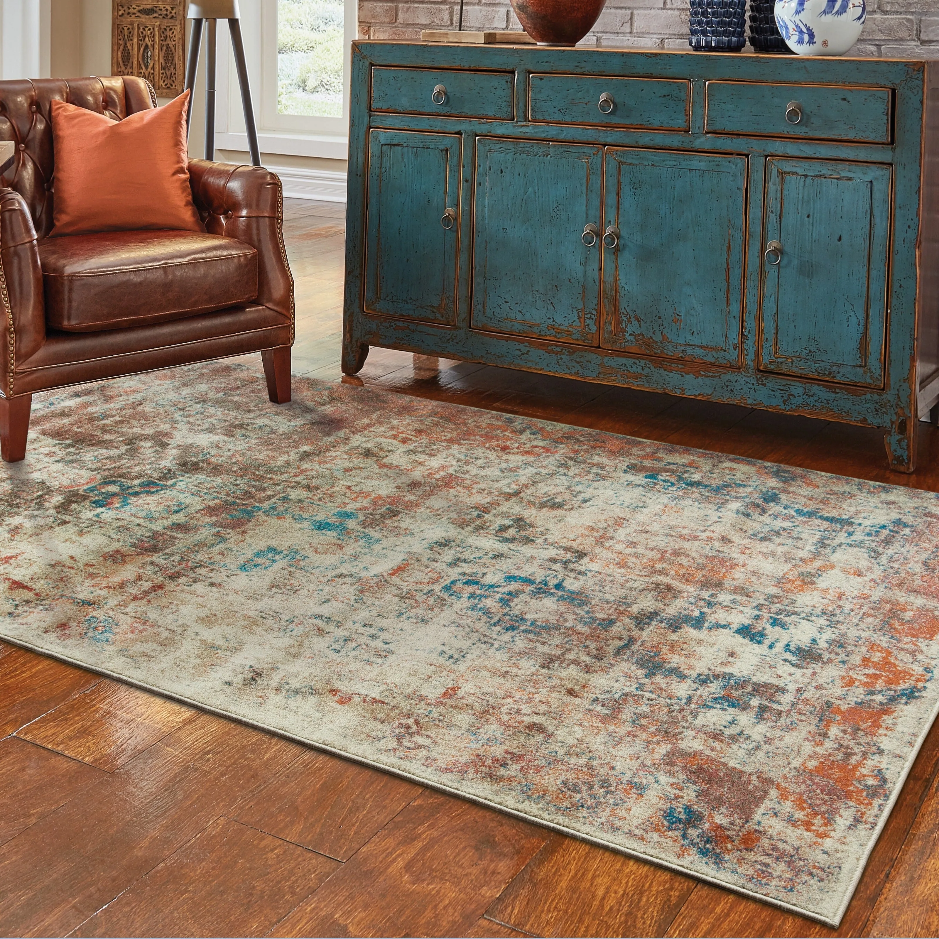 Vista Home Winkel Distressed Traditional Beige/ Multi Rug