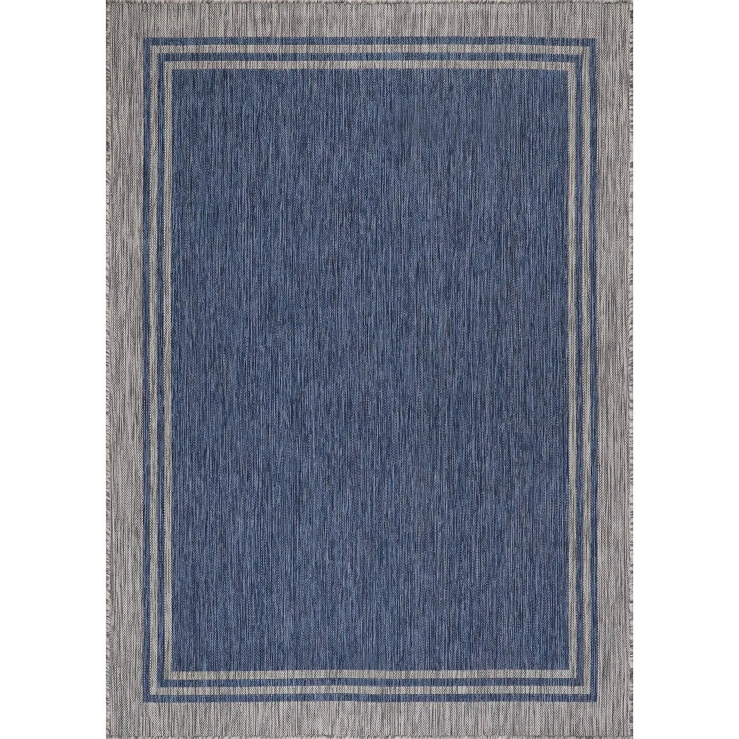 Washable Bordered Indoor Outdoor Rug for Patio. Deck. Porch
