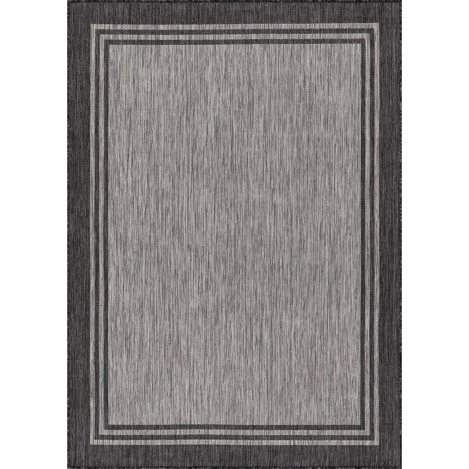 Washable Bordered Indoor Outdoor Rug for Patio. Deck. Porch