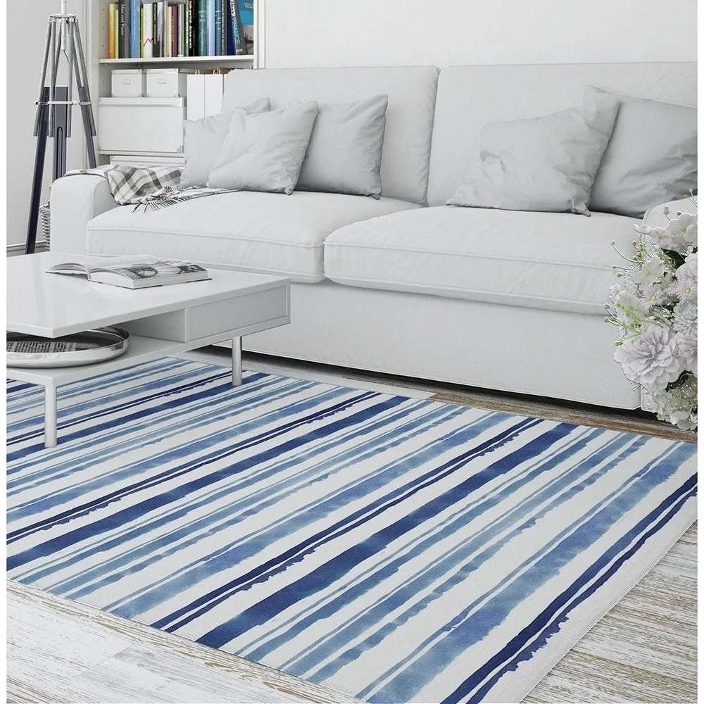 WATERCOLOR STRIPE BLUE Area Rug by Kavka Designs
