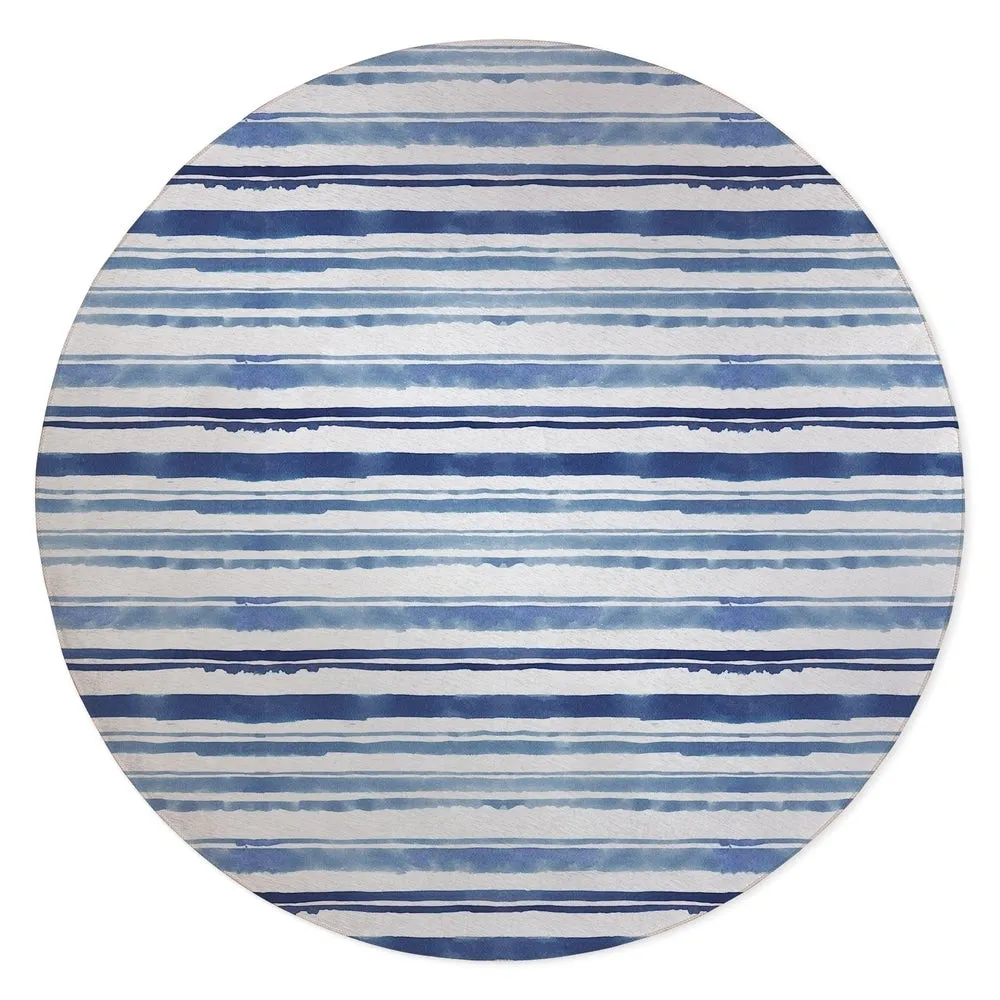 WATERCOLOR STRIPE BLUE Area Rug by Kavka Designs