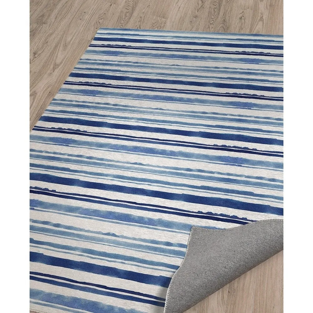 WATERCOLOR STRIPE BLUE Area Rug by Kavka Designs