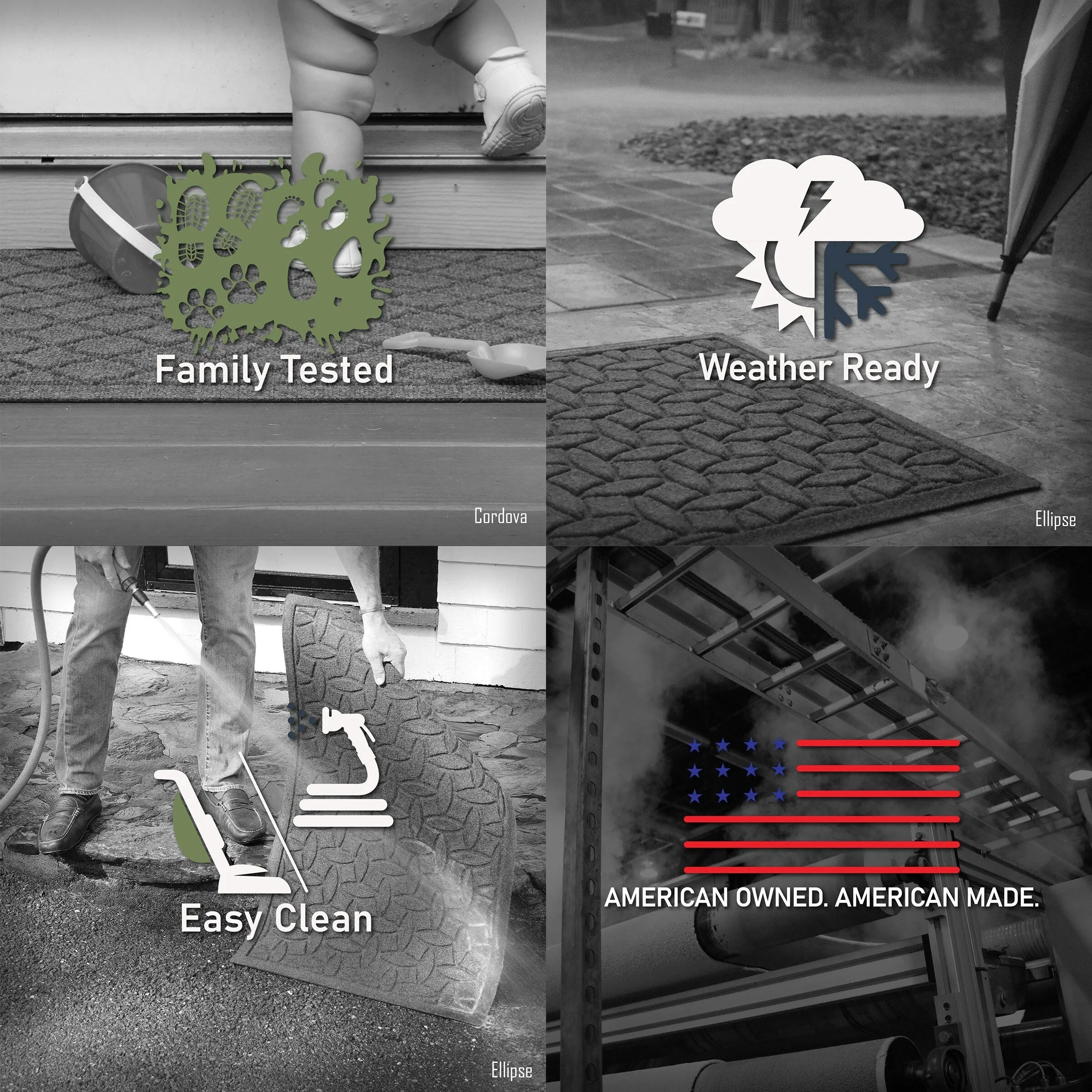 WaterHog Squares 24x39 Half Round Indoor Outdoor Door Mat