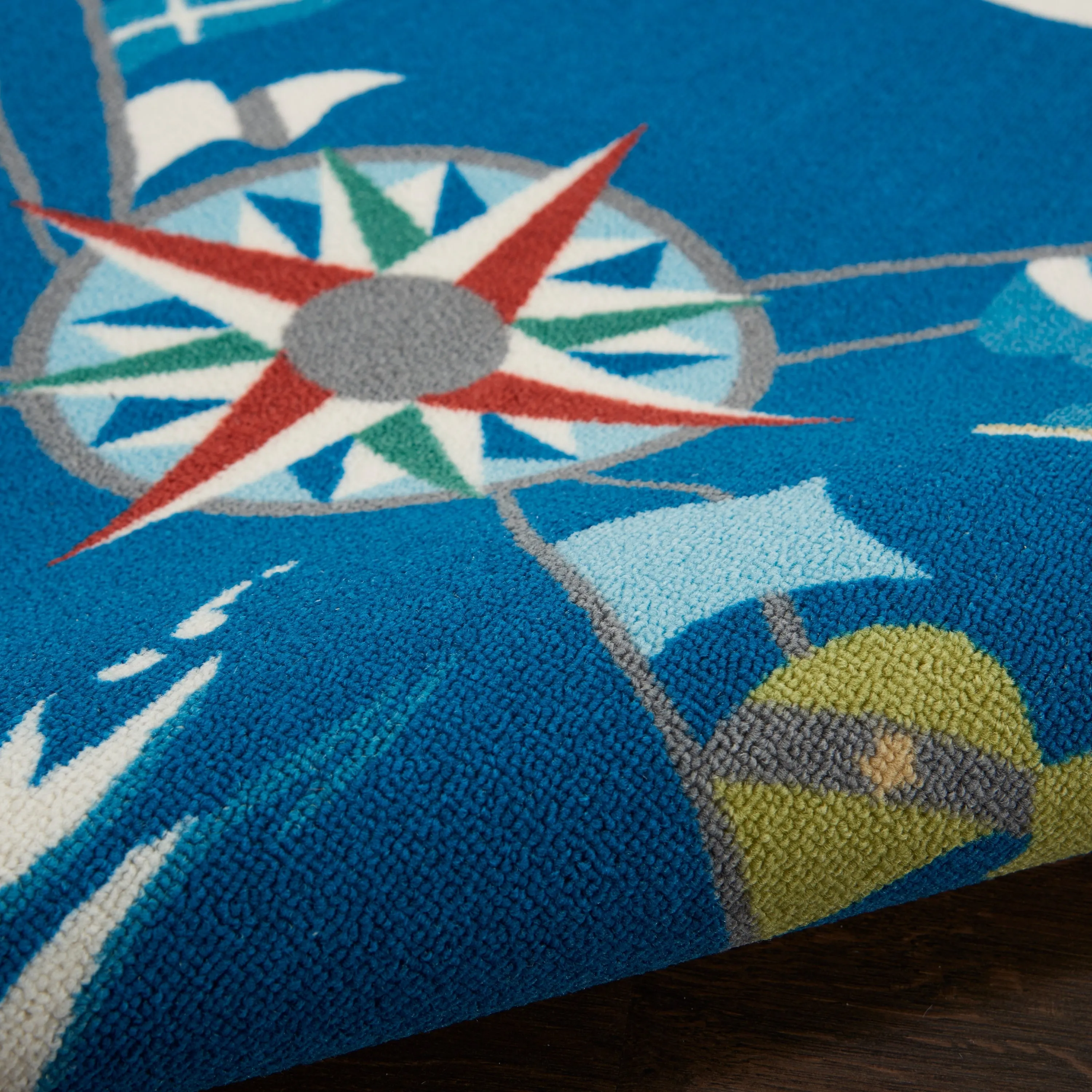 Waverly Sun N' Shade Coastal Nautical Indoor/Outdoor Blue Area Rug