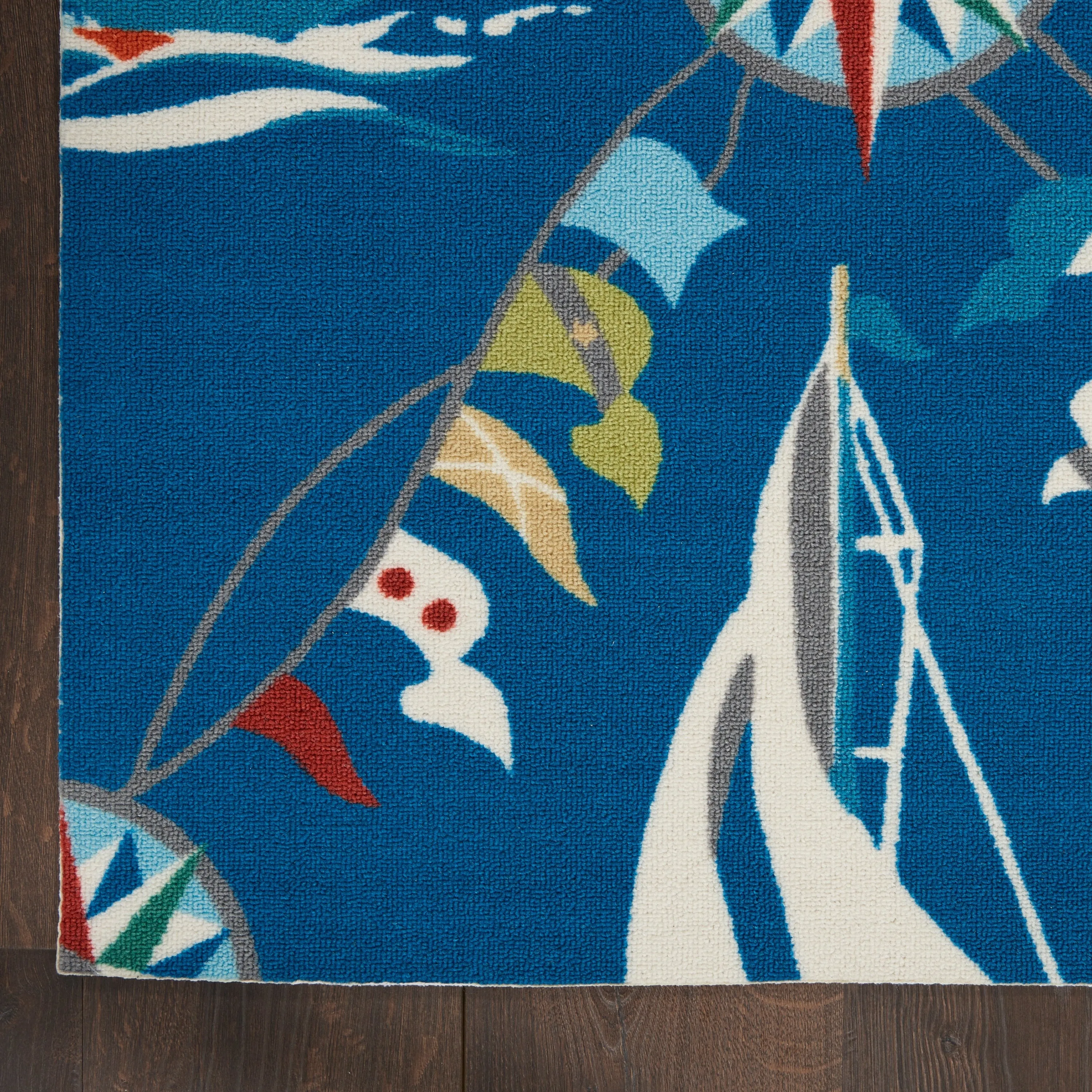 Waverly Sun N' Shade Coastal Nautical Indoor/Outdoor Blue Area Rug