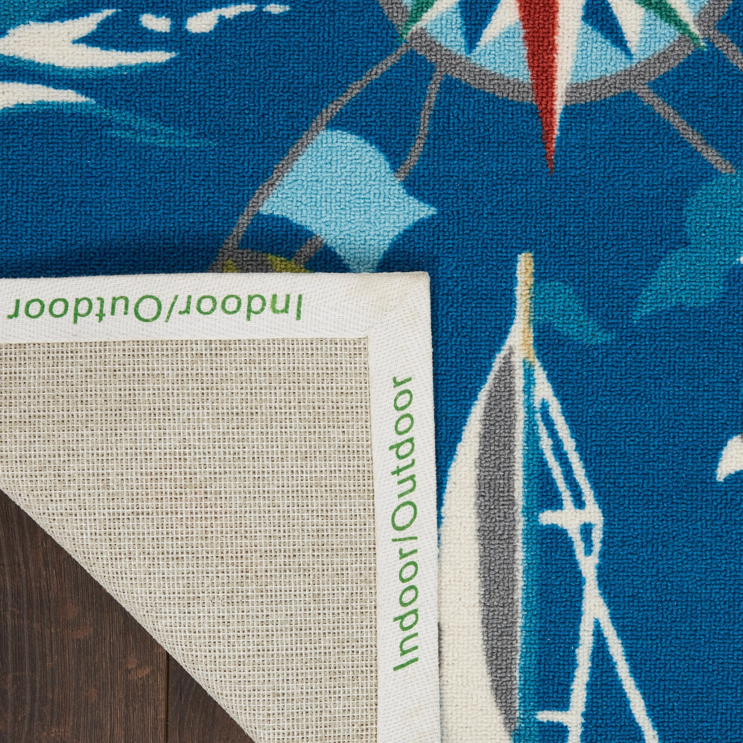Waverly Sun N' Shade Coastal Nautical Indoor/Outdoor Blue Area Rug