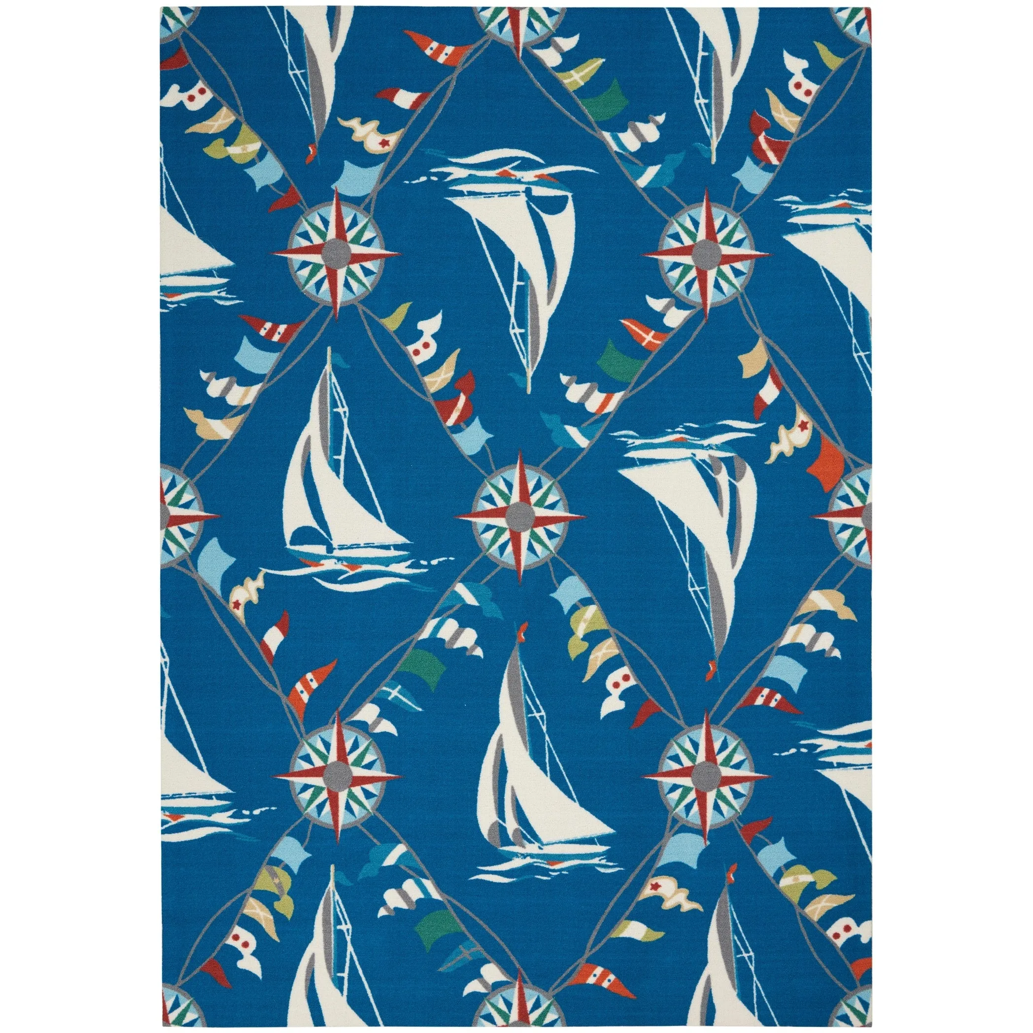 Waverly Sun N' Shade Coastal Nautical Indoor/Outdoor Blue Area Rug