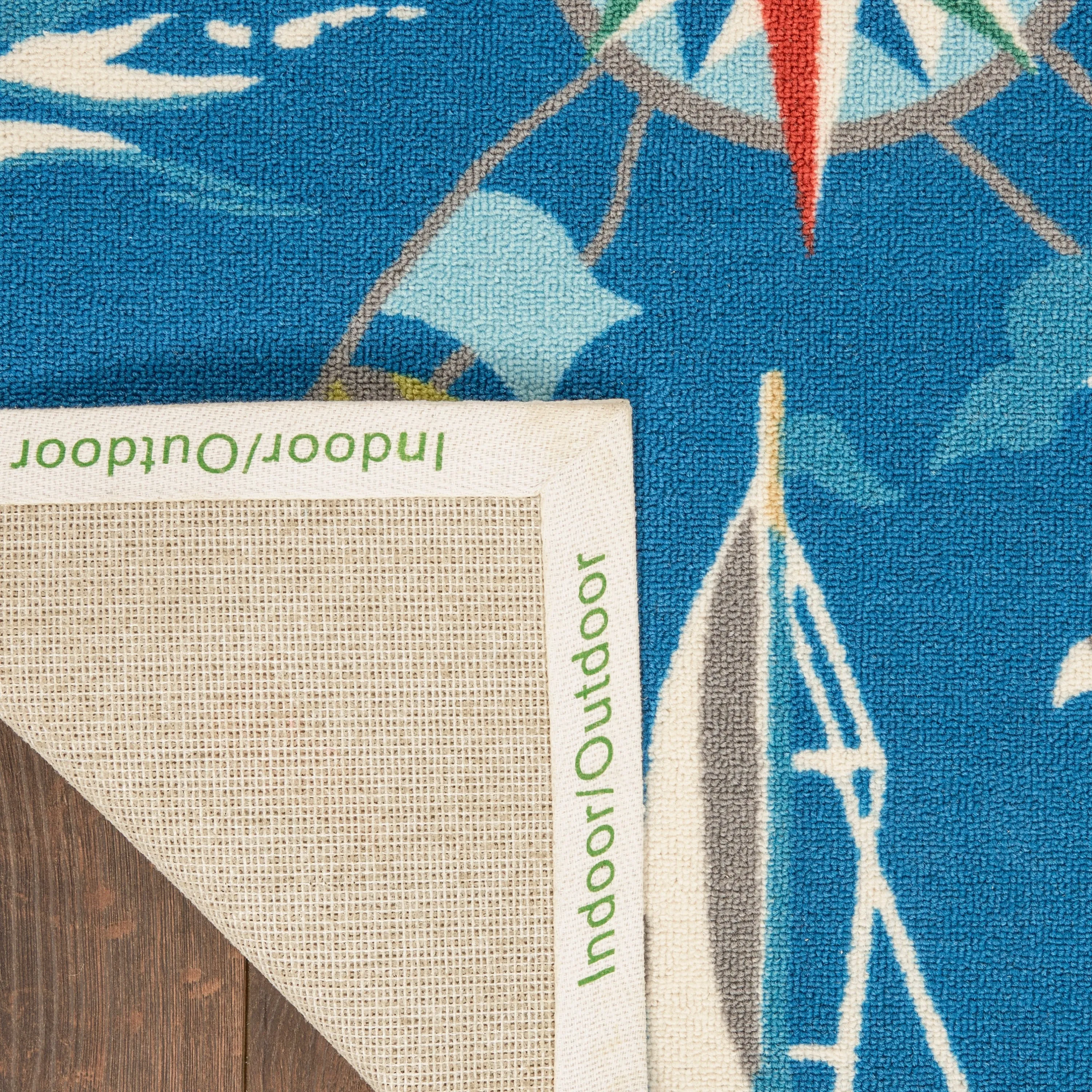 Waverly Sun N' Shade Coastal Nautical Indoor/Outdoor Blue Area Rug
