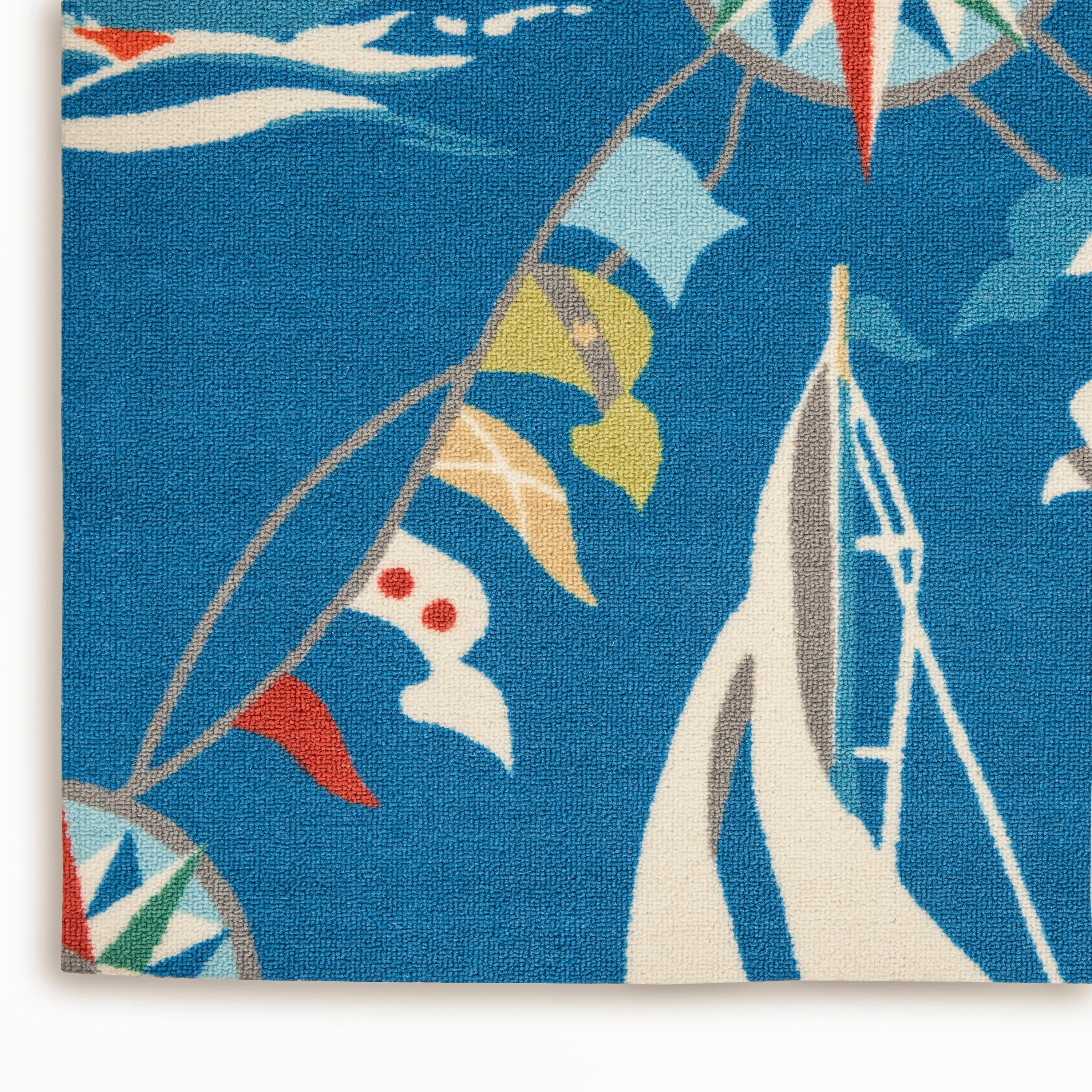 Waverly Sun N' Shade Coastal Nautical Indoor/Outdoor Blue Area Rug