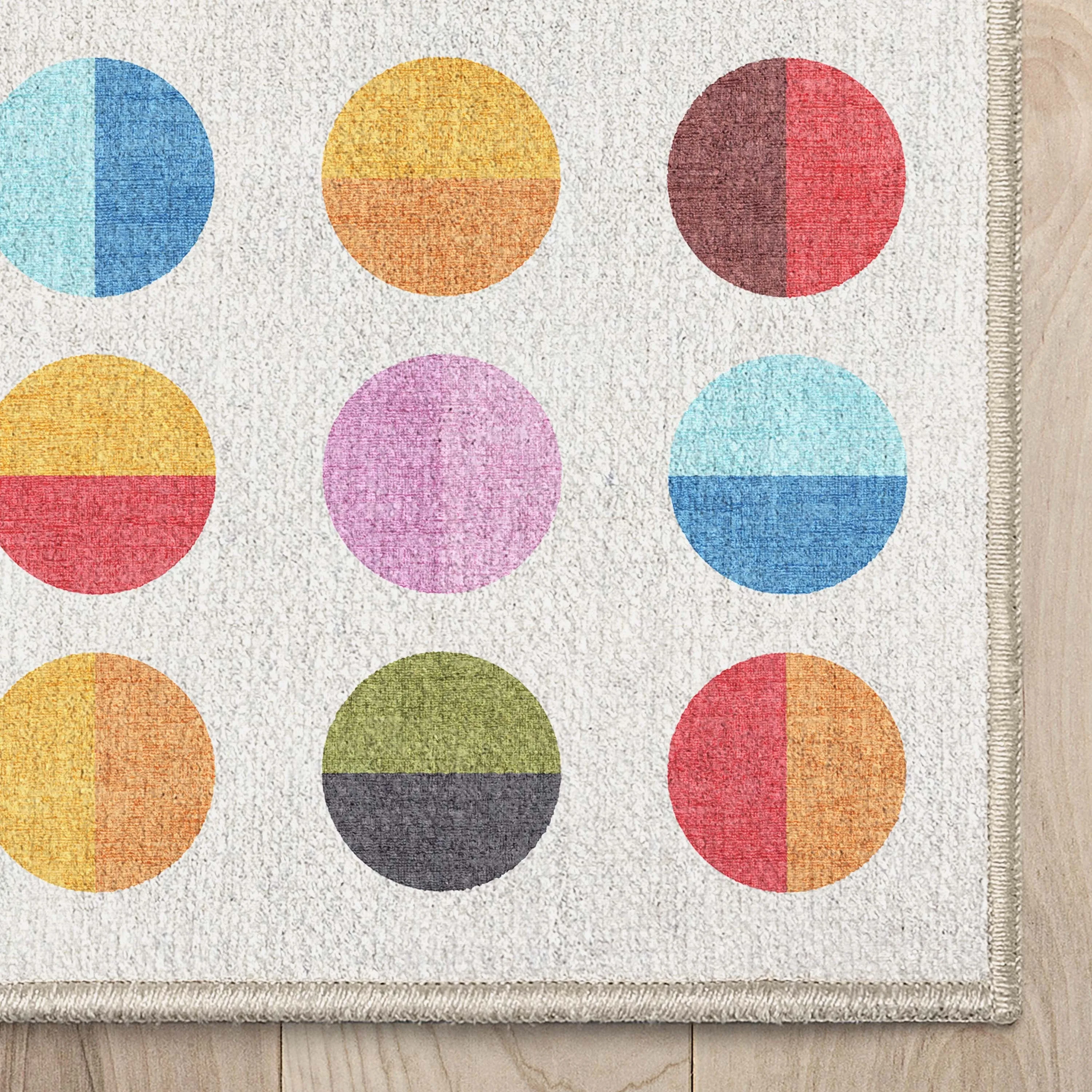 Well Woven Crayola Split Dot Modern Geometric Flat-Pile Multi Rug