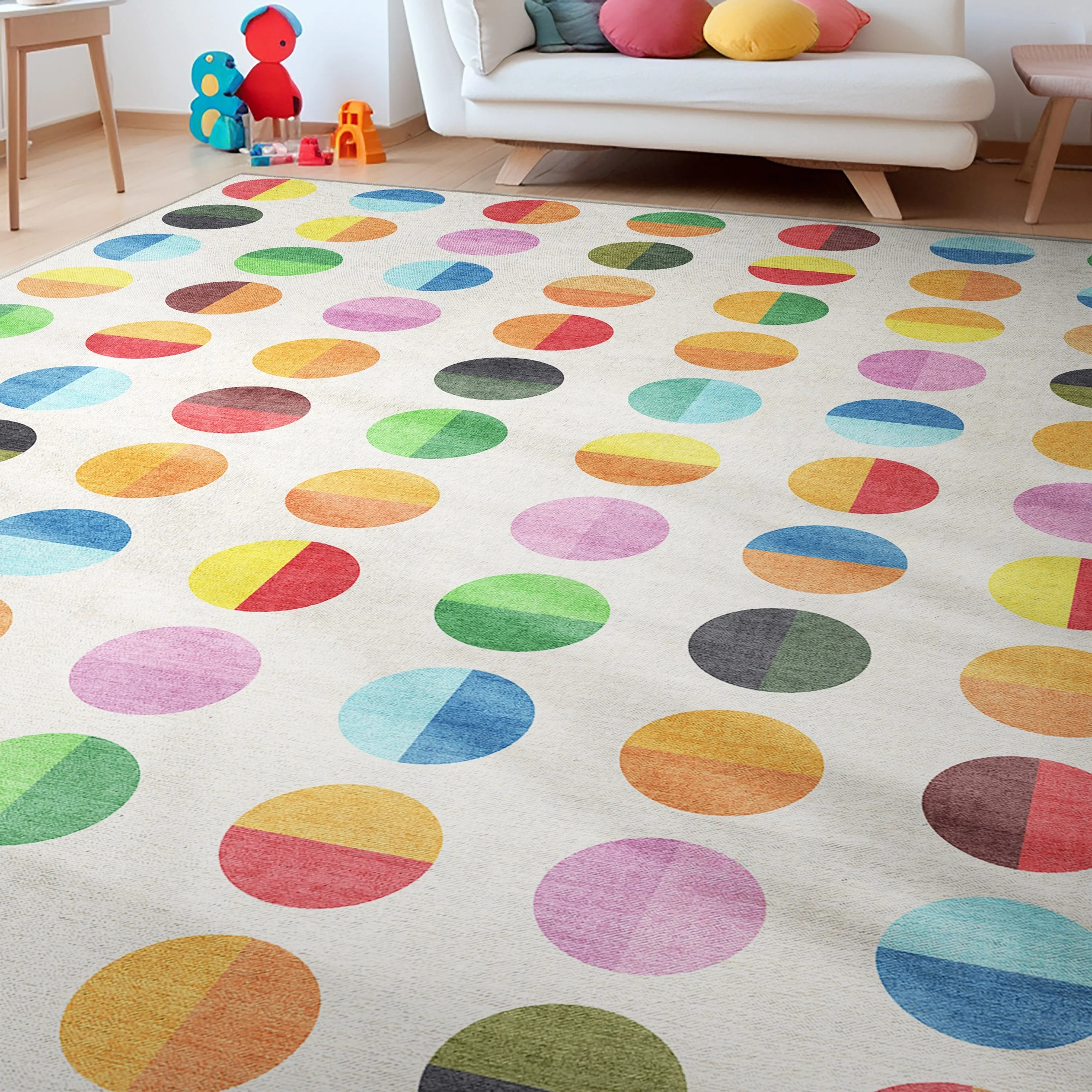 Well Woven Crayola Split Dot Modern Geometric Flat-Pile Multi Rug