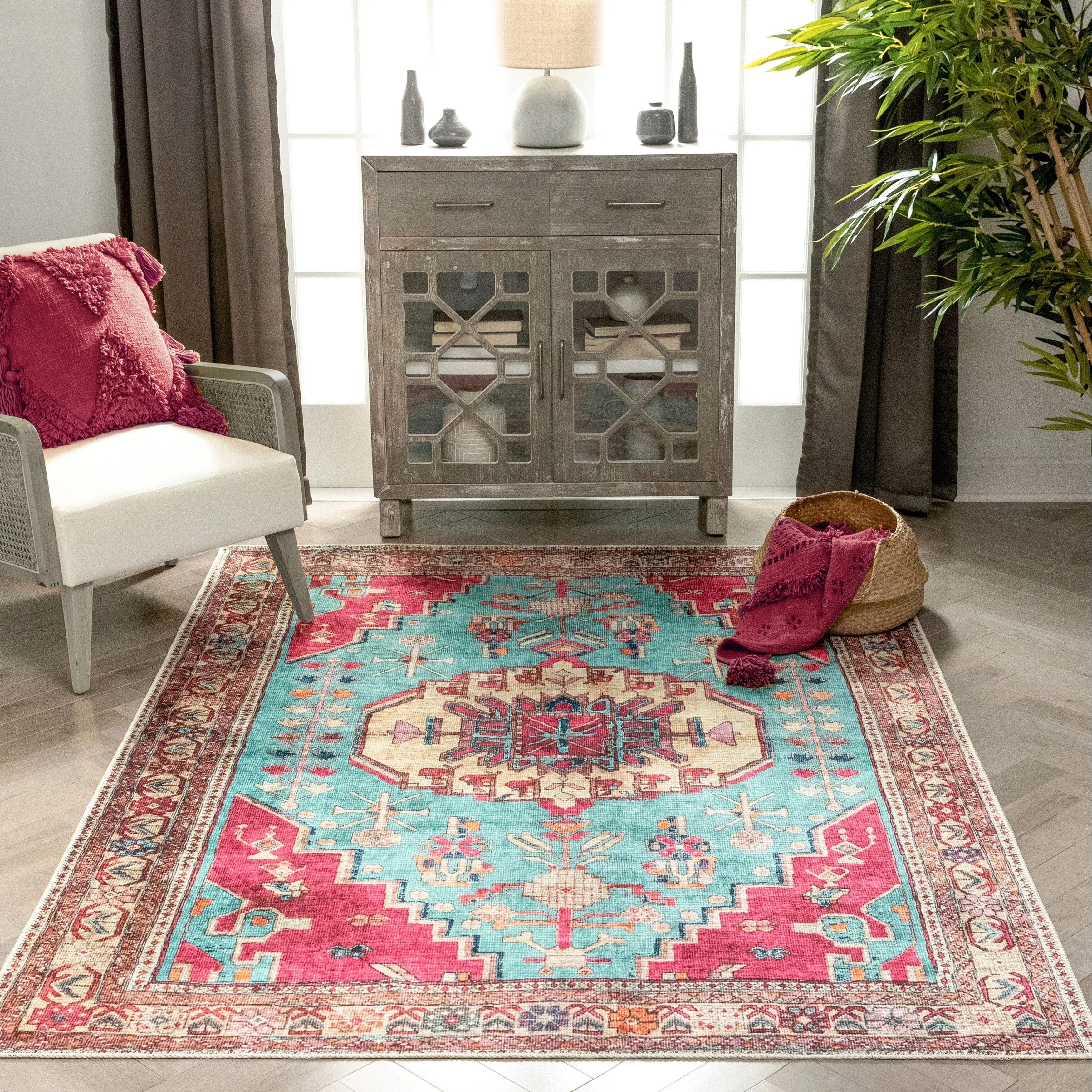 Well Woven Lotus Shasta Medallion Machine Washable Area Rug