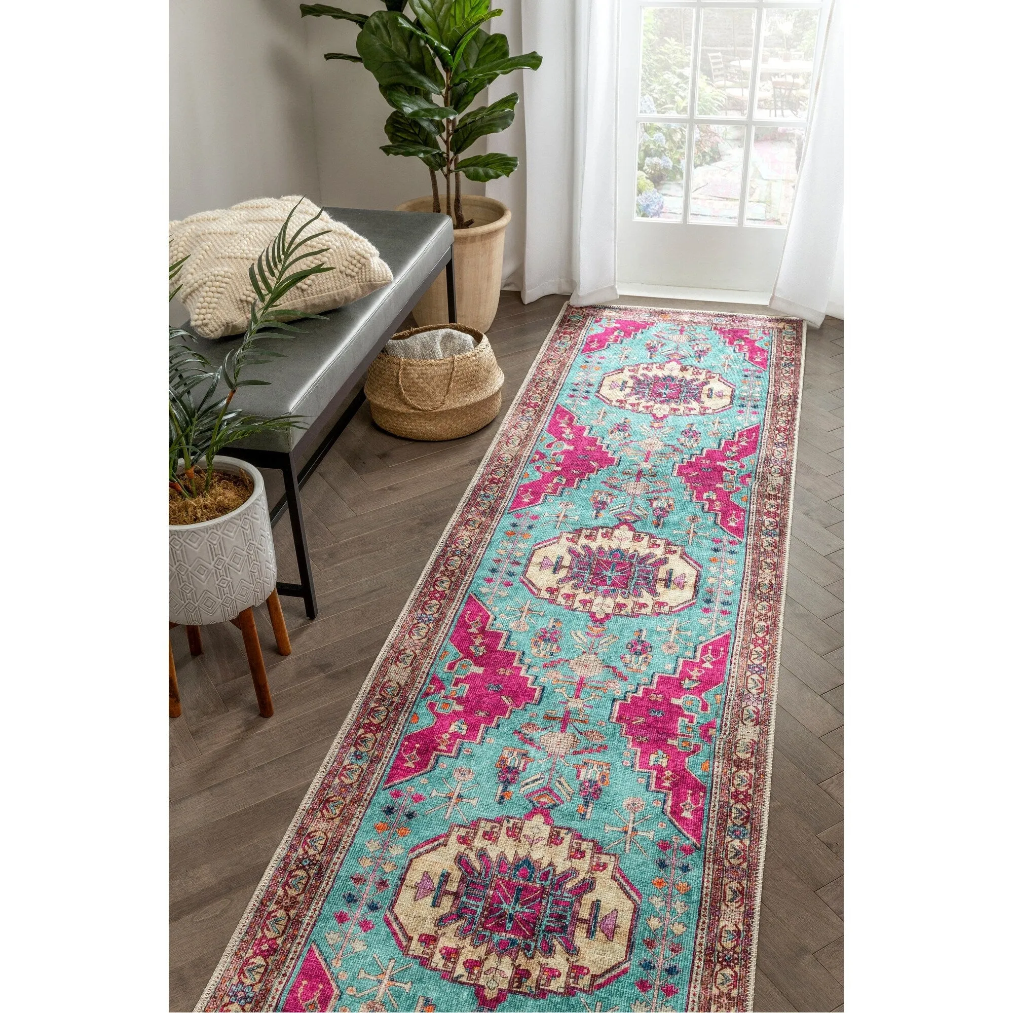 Well Woven Lotus Shasta Medallion Machine Washable Area Rug