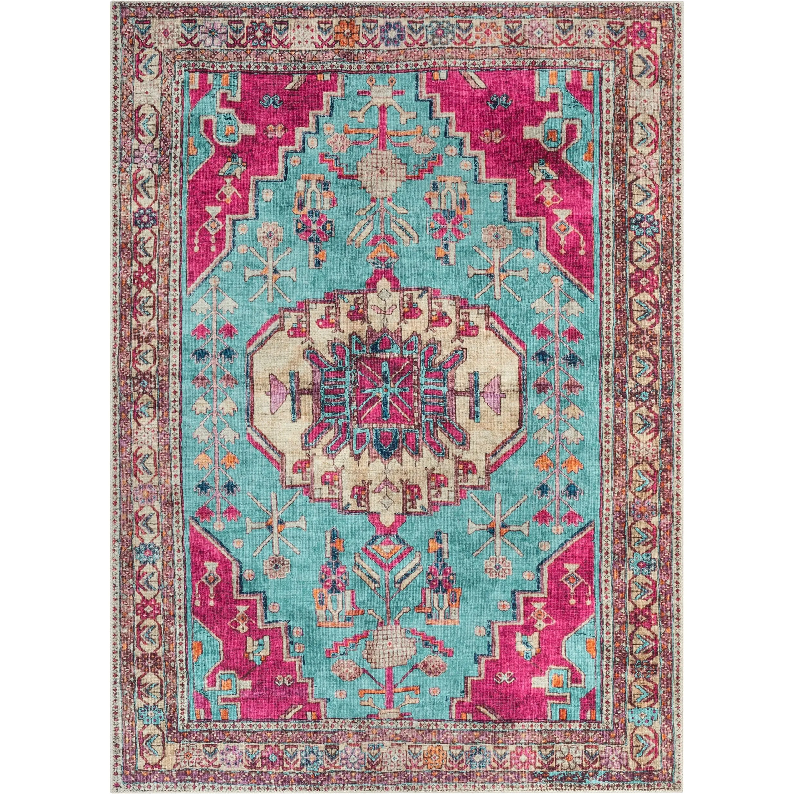 Well Woven Lotus Shasta Medallion Machine Washable Area Rug