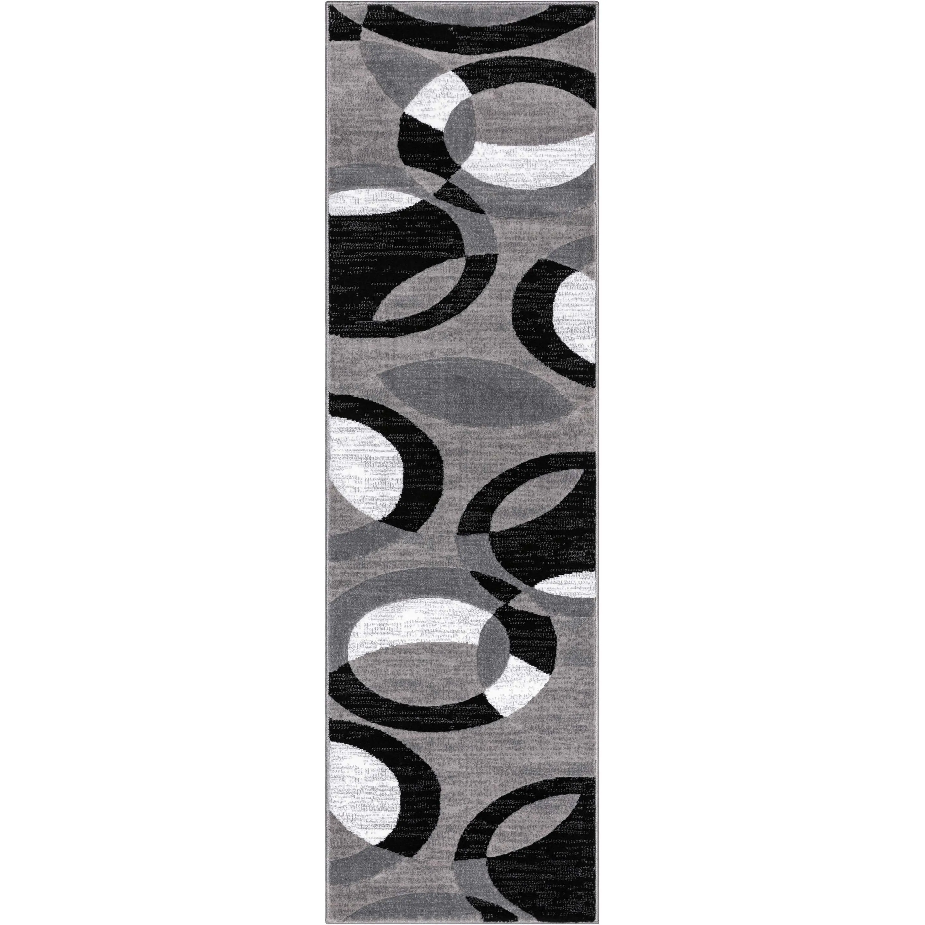 Well Woven Modern Geometric Circles Grey Runner Rug - 2' x 7'3