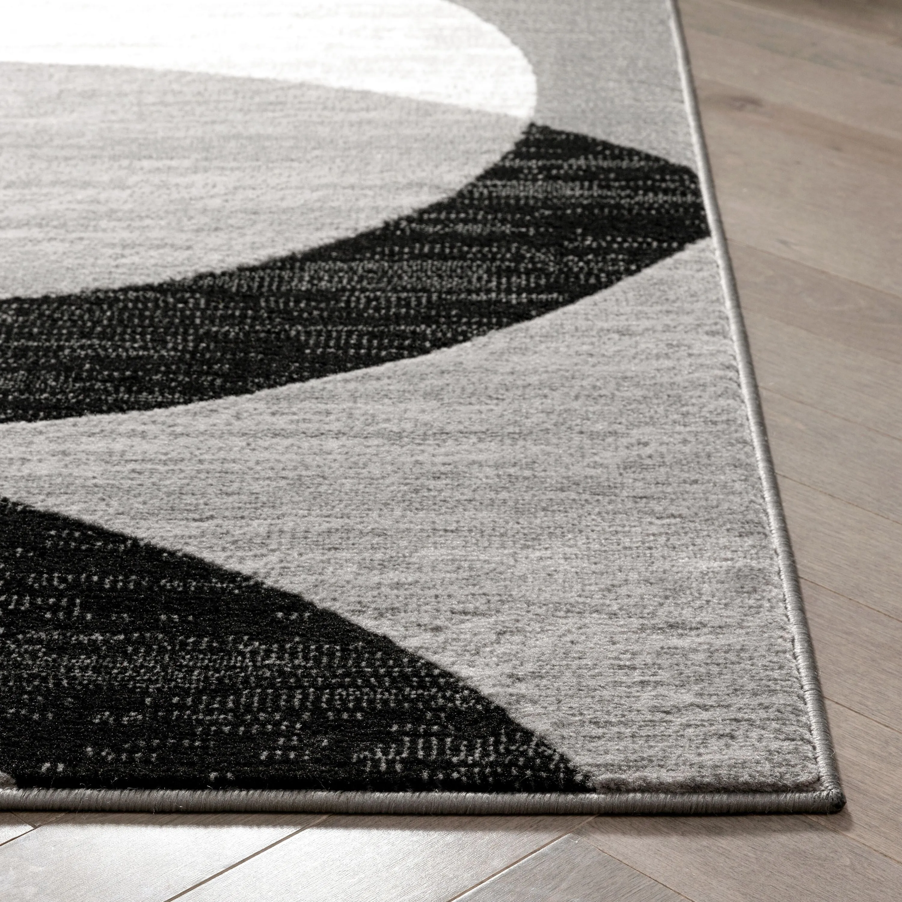 Well Woven Modern Geometric Circles Grey Runner Rug - 2' x 7'3