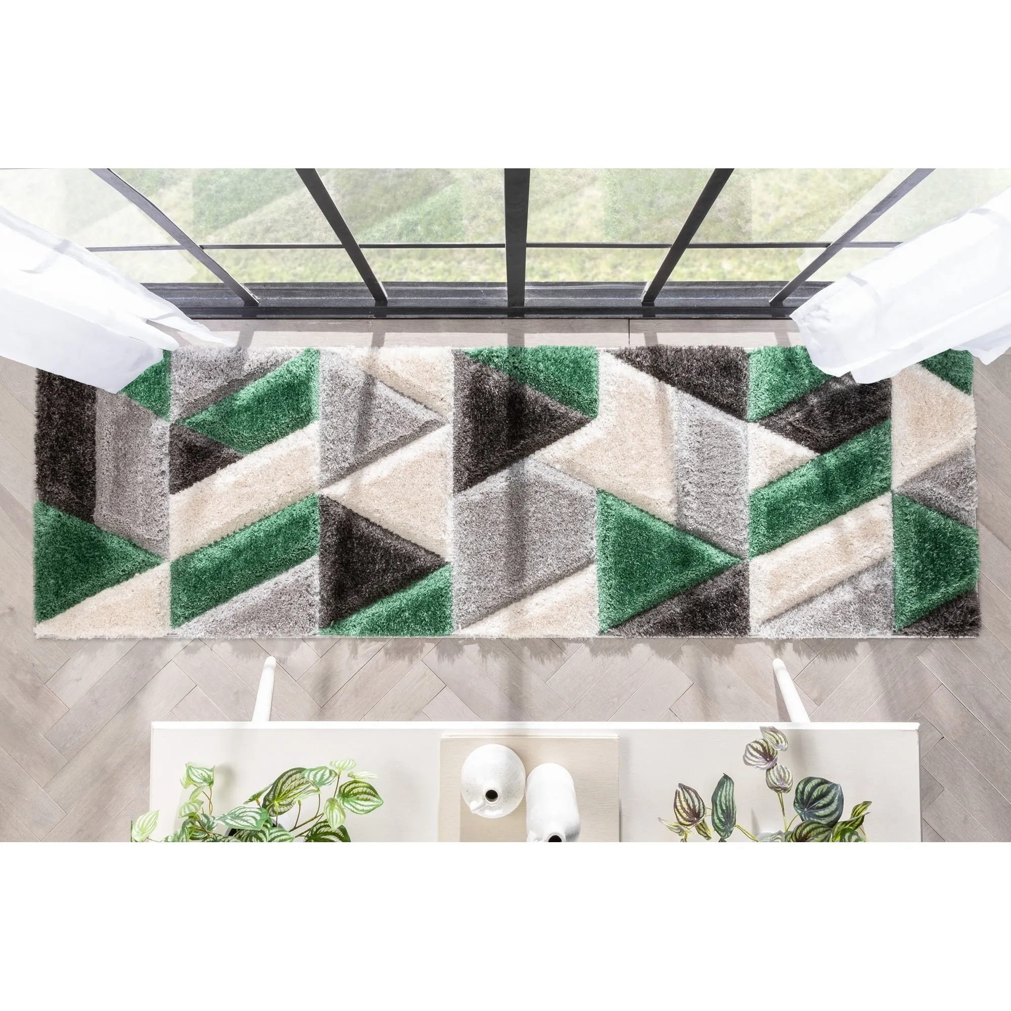 Well Woven San Francisco Holland Geometric Modern Carved Shag Area Rug