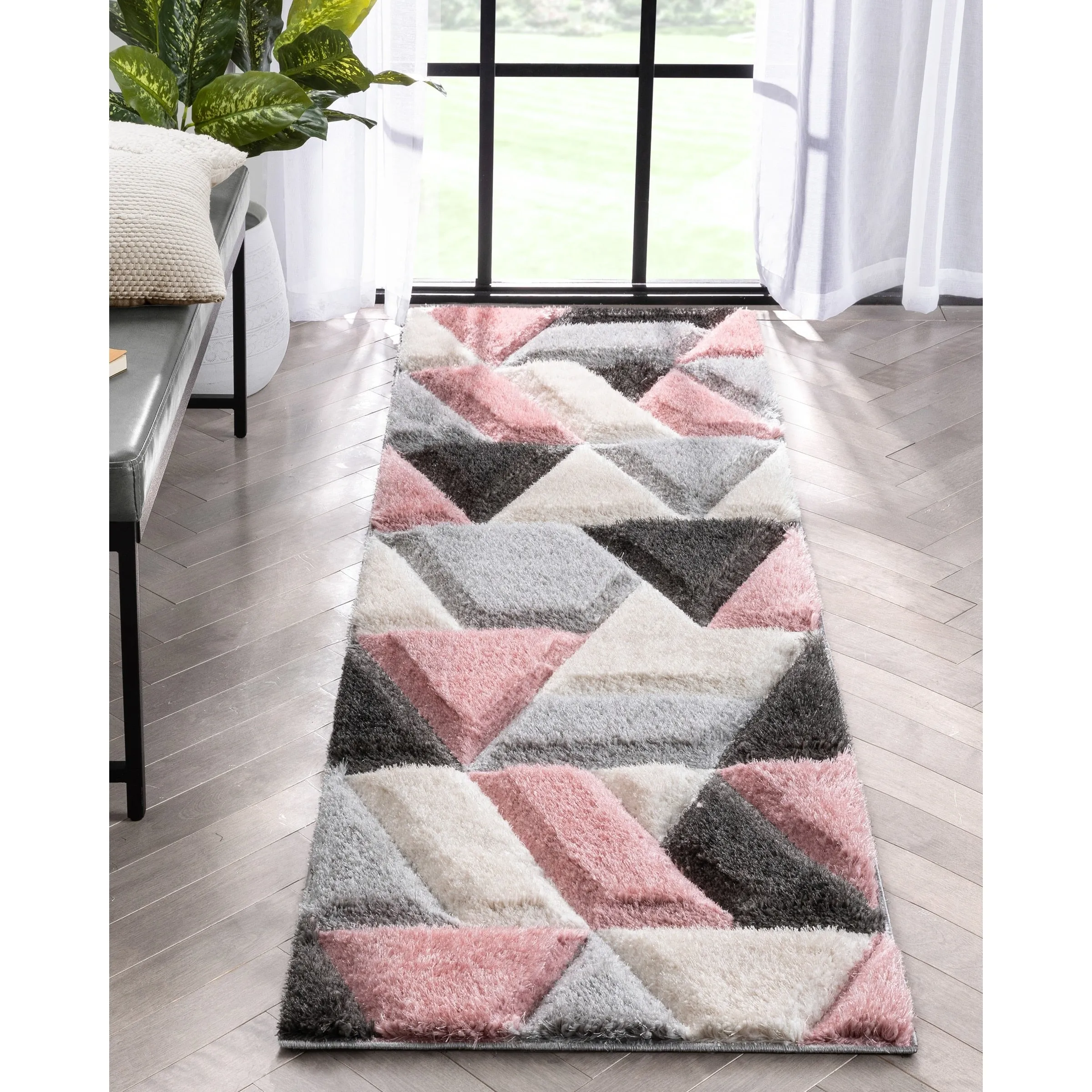 Well Woven San Francisco Holland Geometric Modern Carved Shag Area Rug