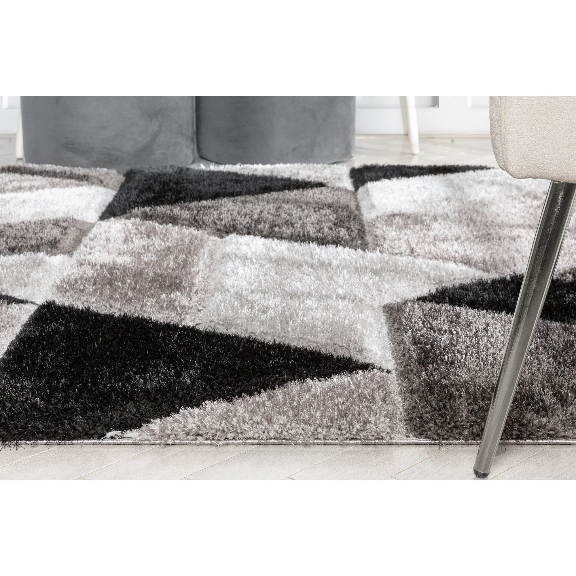 Well Woven San Francisco Holland Geometric Modern Carved Shag Area Rug