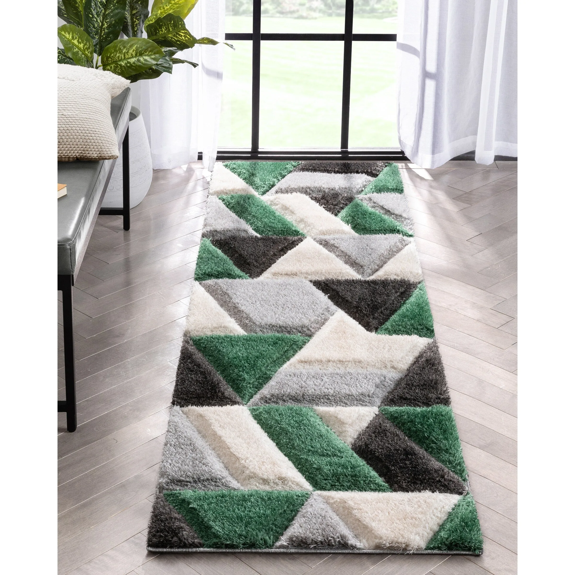 Well Woven San Francisco Holland Geometric Modern Carved Shag Area Rug