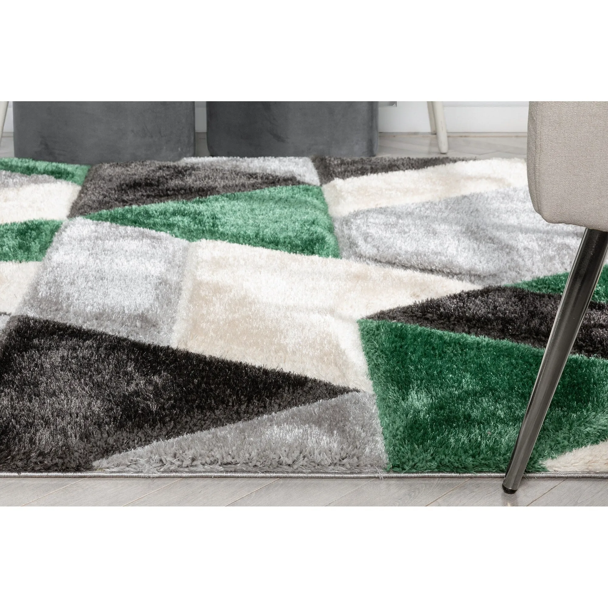 Well Woven San Francisco Holland Geometric Modern Carved Shag Area Rug