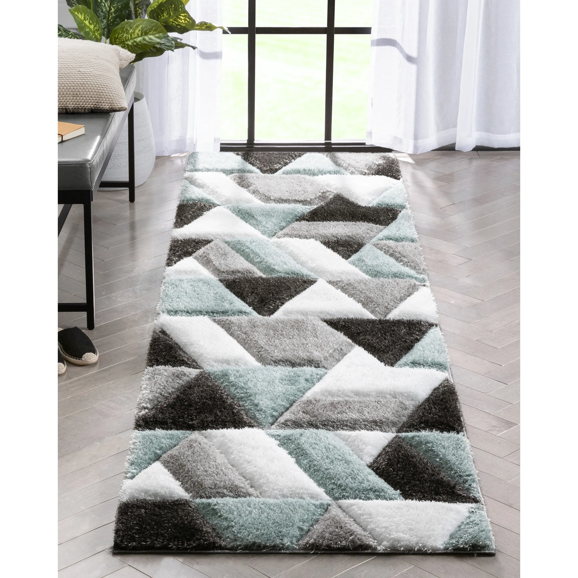 Well Woven San Francisco Holland Geometric Modern Carved Shag Area Rug