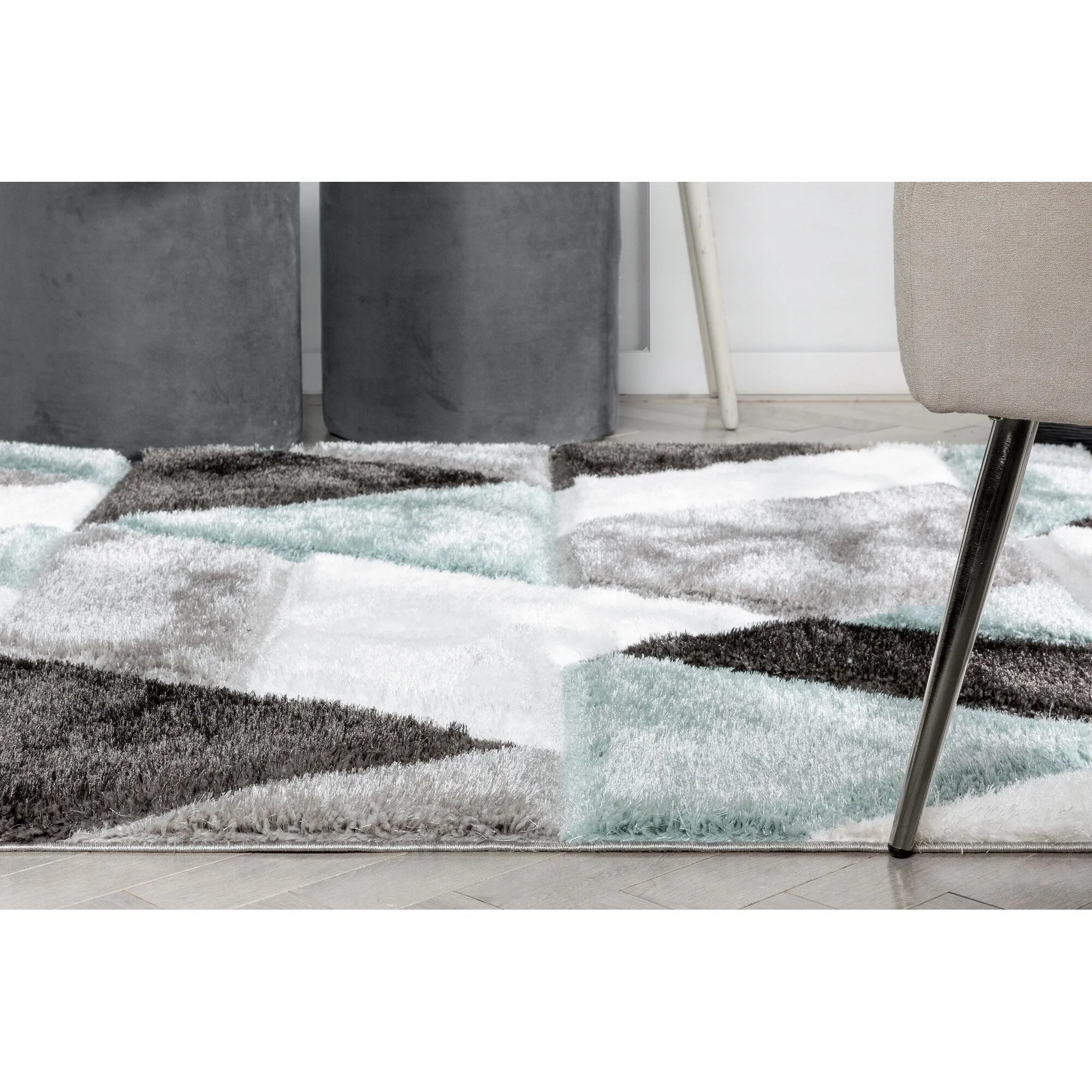 Well Woven San Francisco Holland Geometric Modern Carved Shag Area Rug