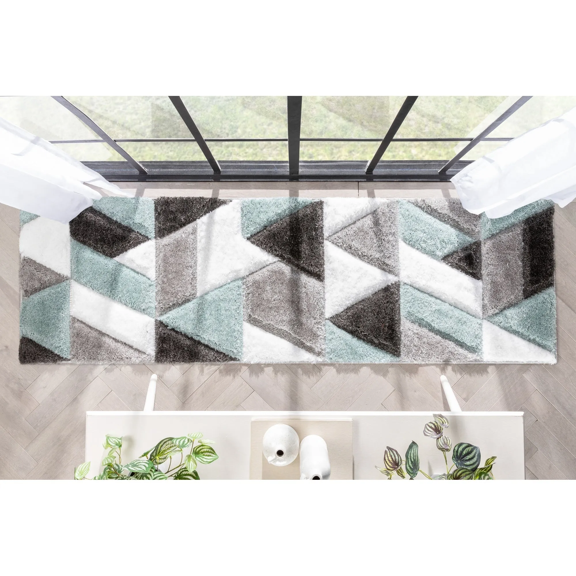 Well Woven San Francisco Holland Geometric Modern Carved Shag Area Rug