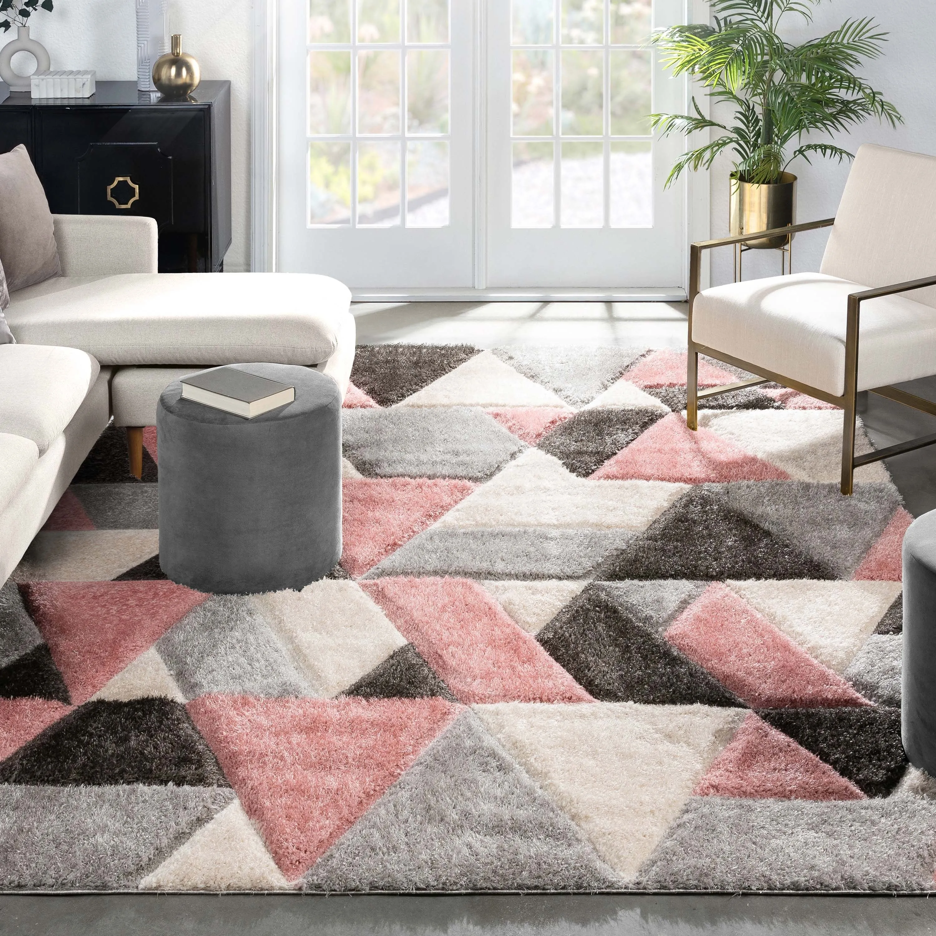 Well Woven San Francisco Holland Geometric Modern Carved Shag Area Rug