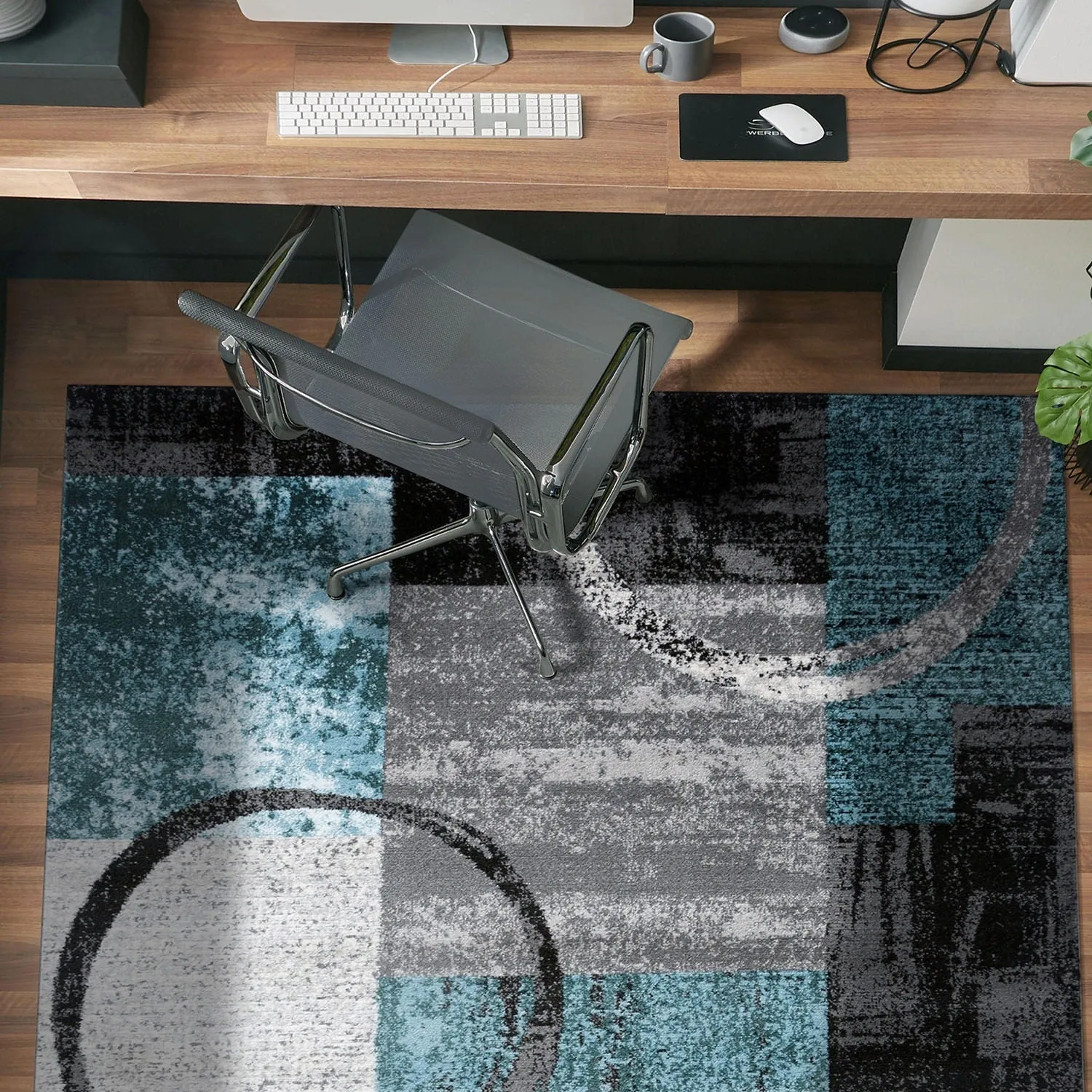 World Rug Gallery Abstract Polypropylene Machine-Made Circle Area Rug