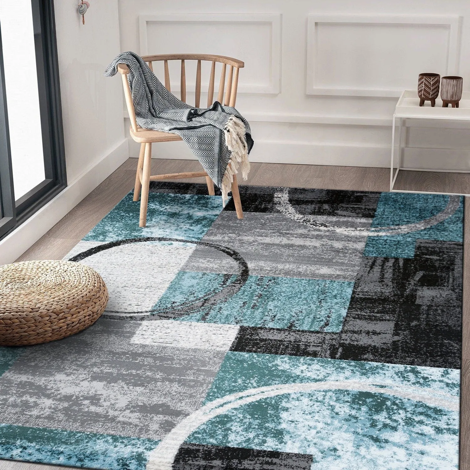 World Rug Gallery Abstract Polypropylene Machine-Made Circle Area Rug
