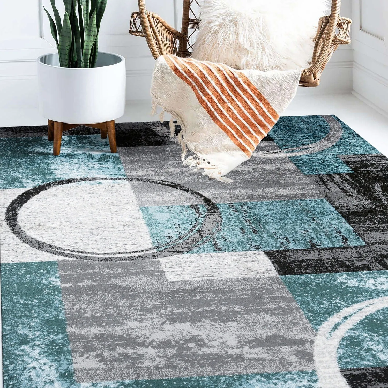 World Rug Gallery Abstract Polypropylene Machine-Made Circle Area Rug