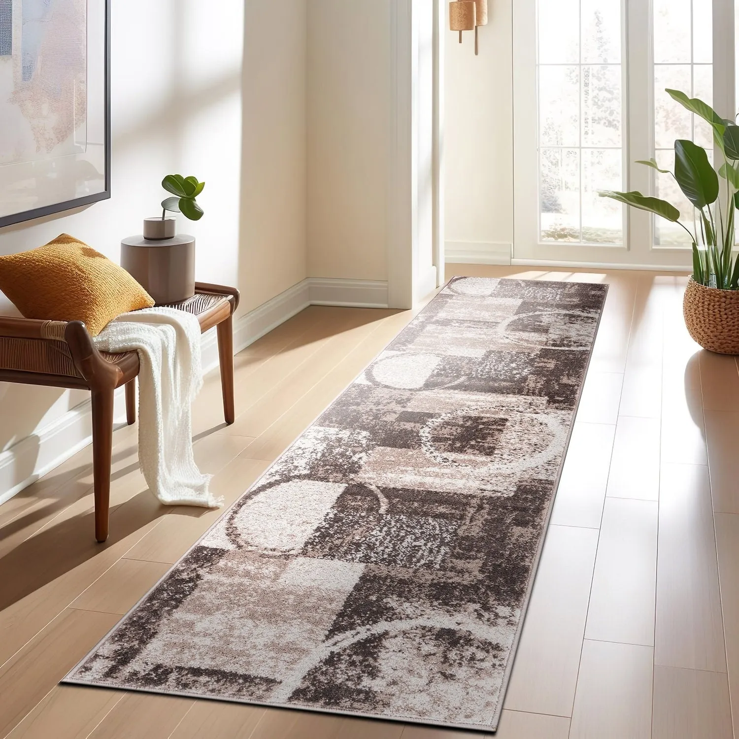 World Rug Gallery Abstract Polypropylene Machine-Made Circle Area Rug