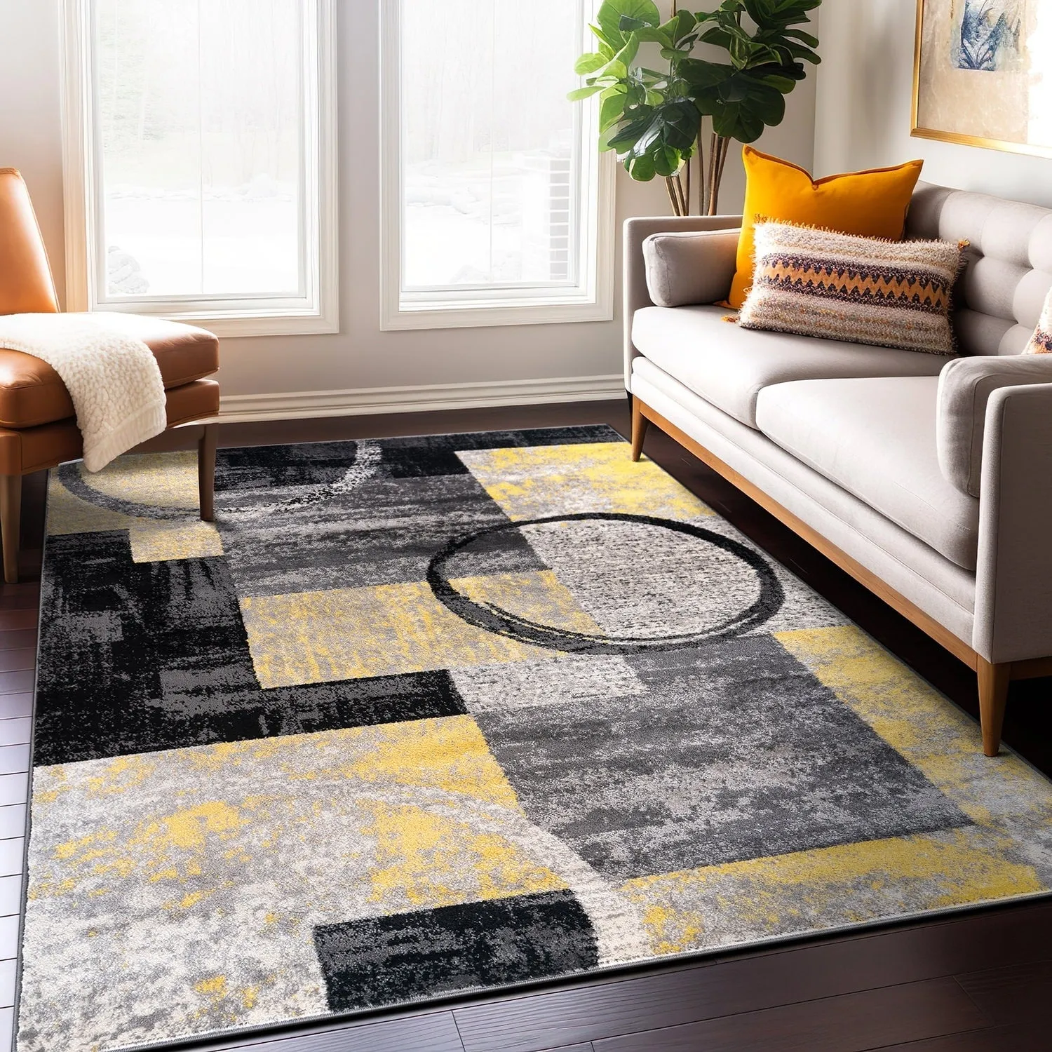 World Rug Gallery Abstract Polypropylene Machine-Made Circle Area Rug