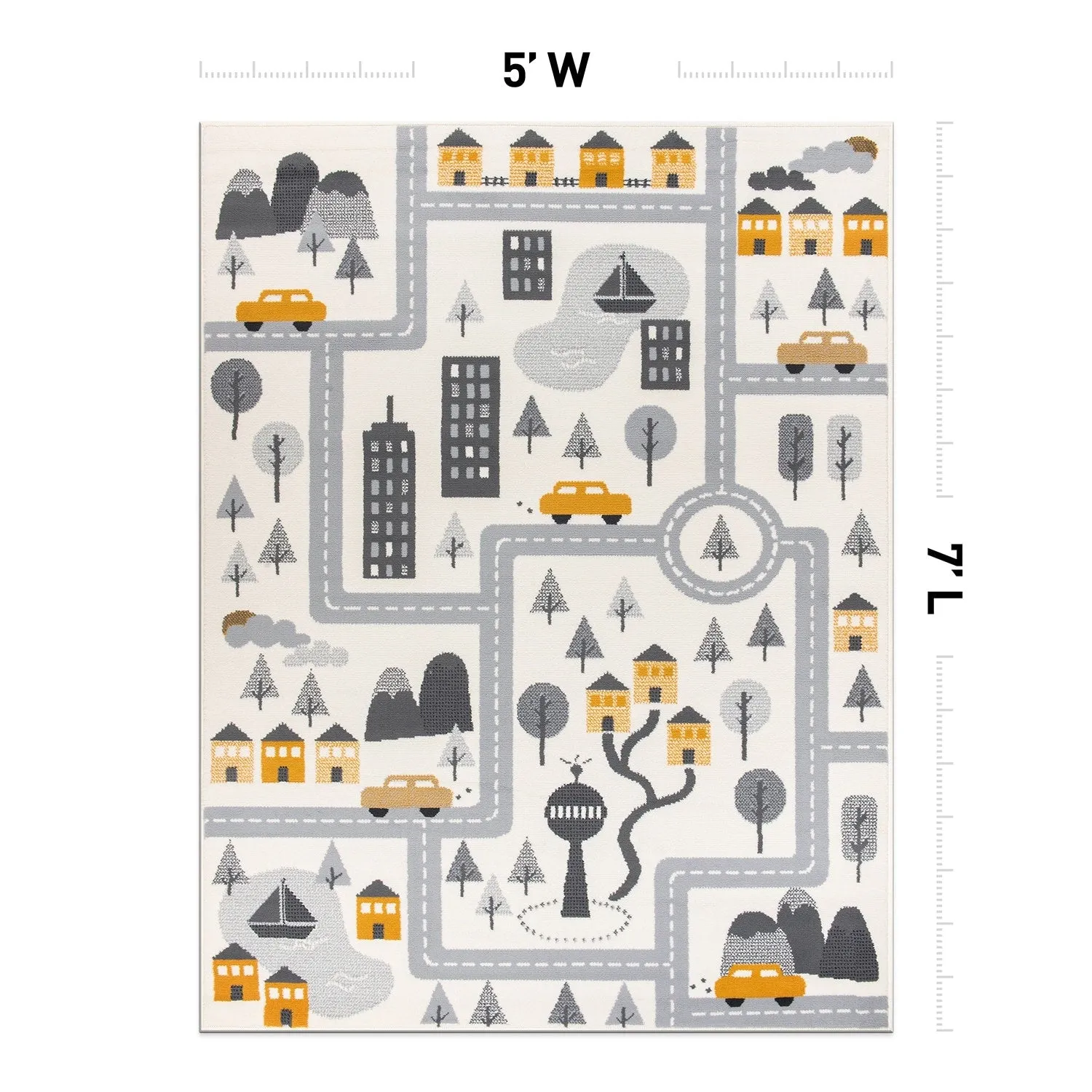 World Rug Gallery Adventureville Kids Play Road Area Rug