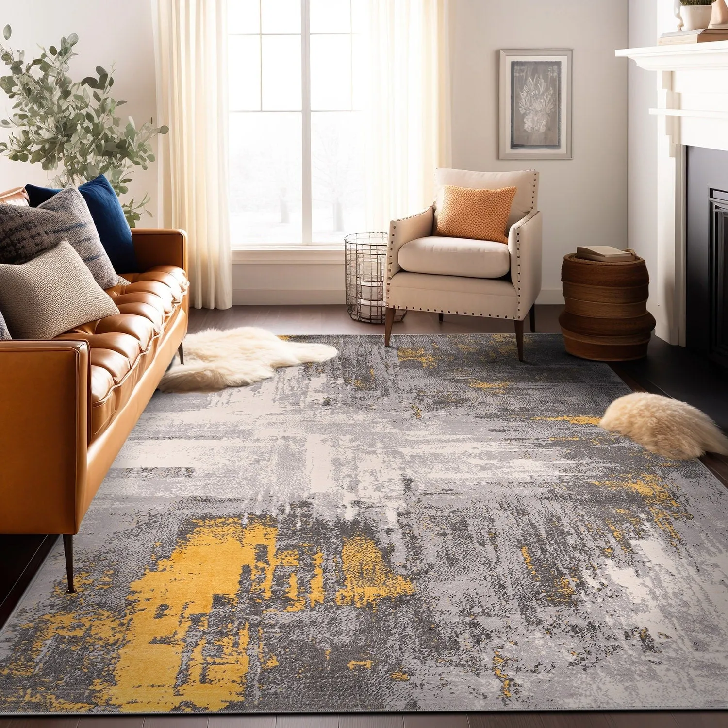 World Rug Gallery Bari Contemporary Abstract Art Area Rug
