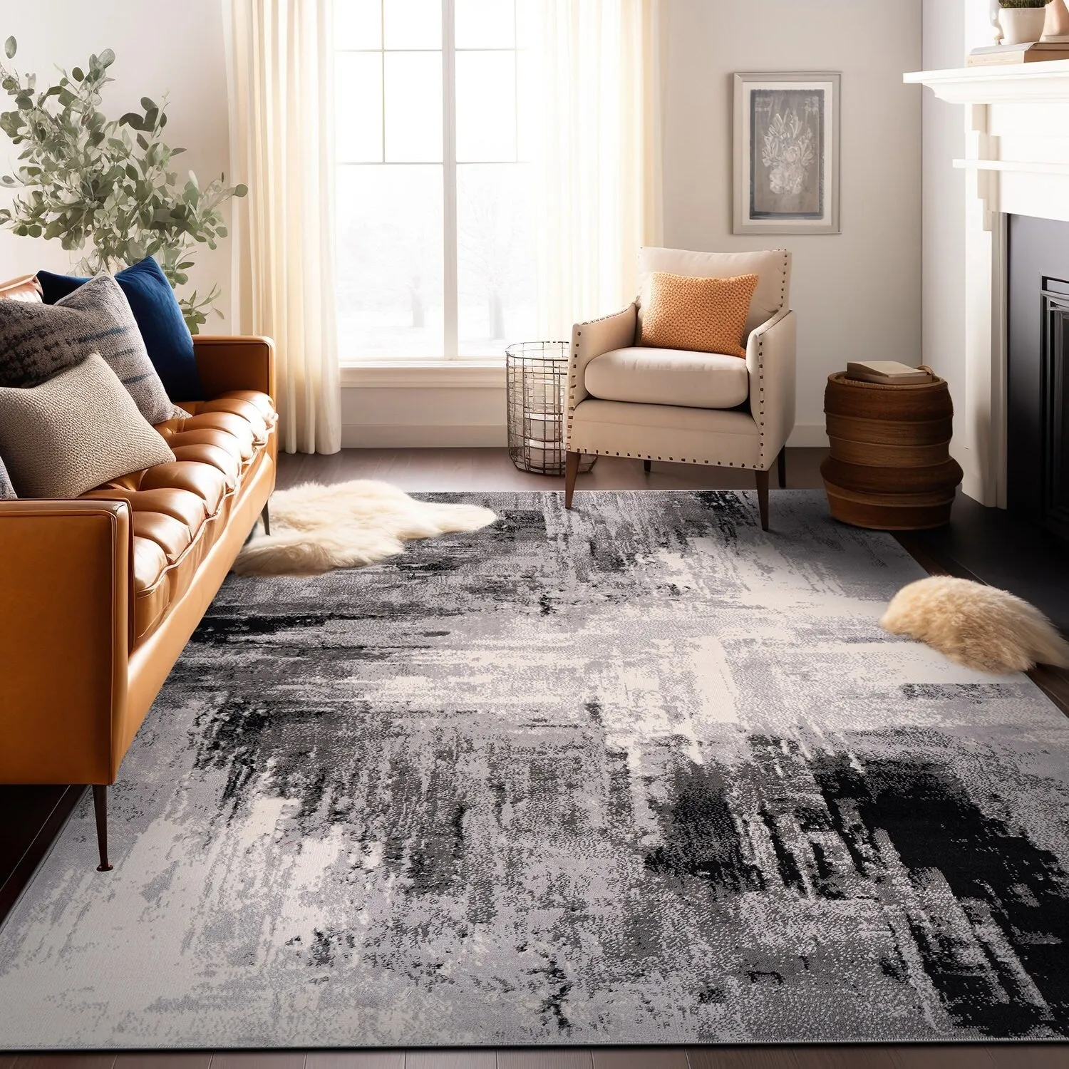 World Rug Gallery Bari Contemporary Abstract Art Area Rug