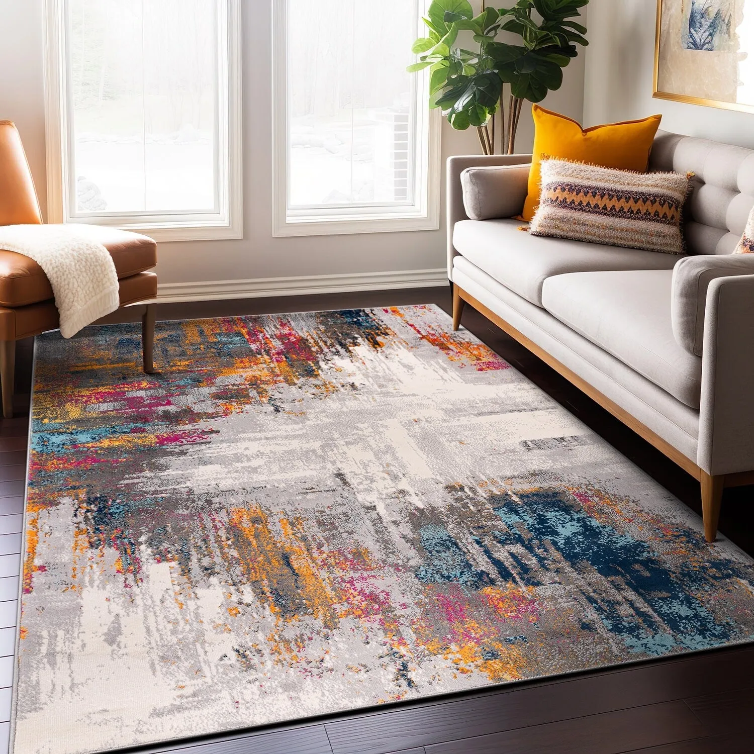 World Rug Gallery Bari Contemporary Abstract Art Area Rug