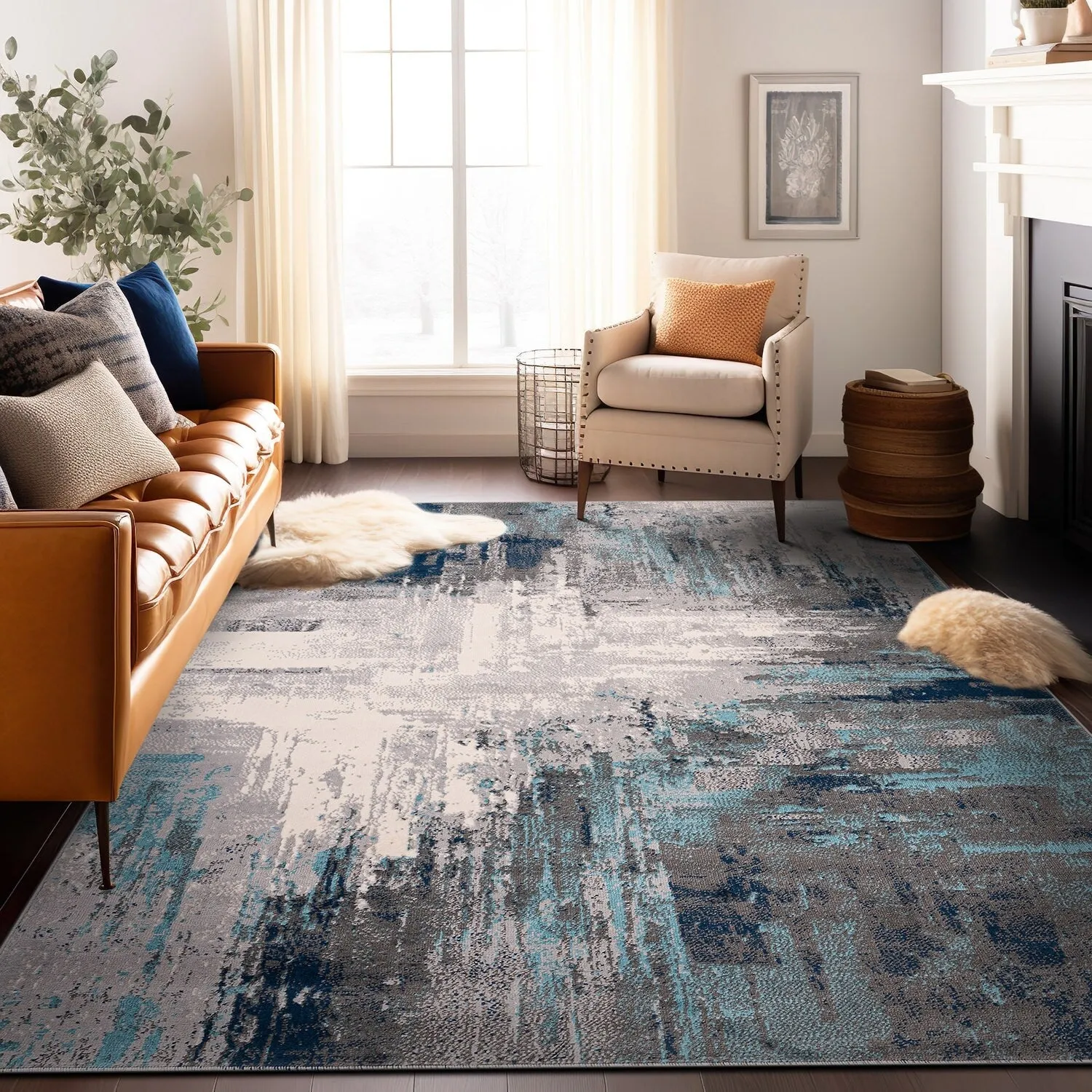 World Rug Gallery Bari Contemporary Abstract Art Area Rug