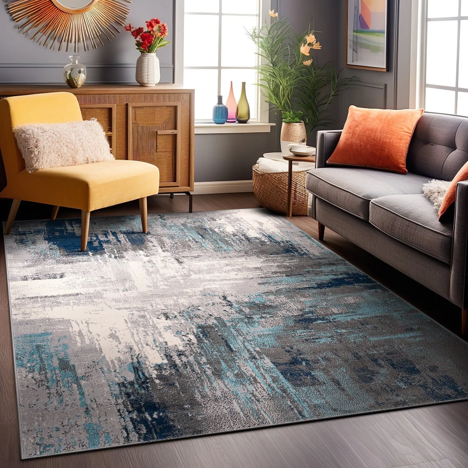 World Rug Gallery Bari Contemporary Abstract Art Area Rug