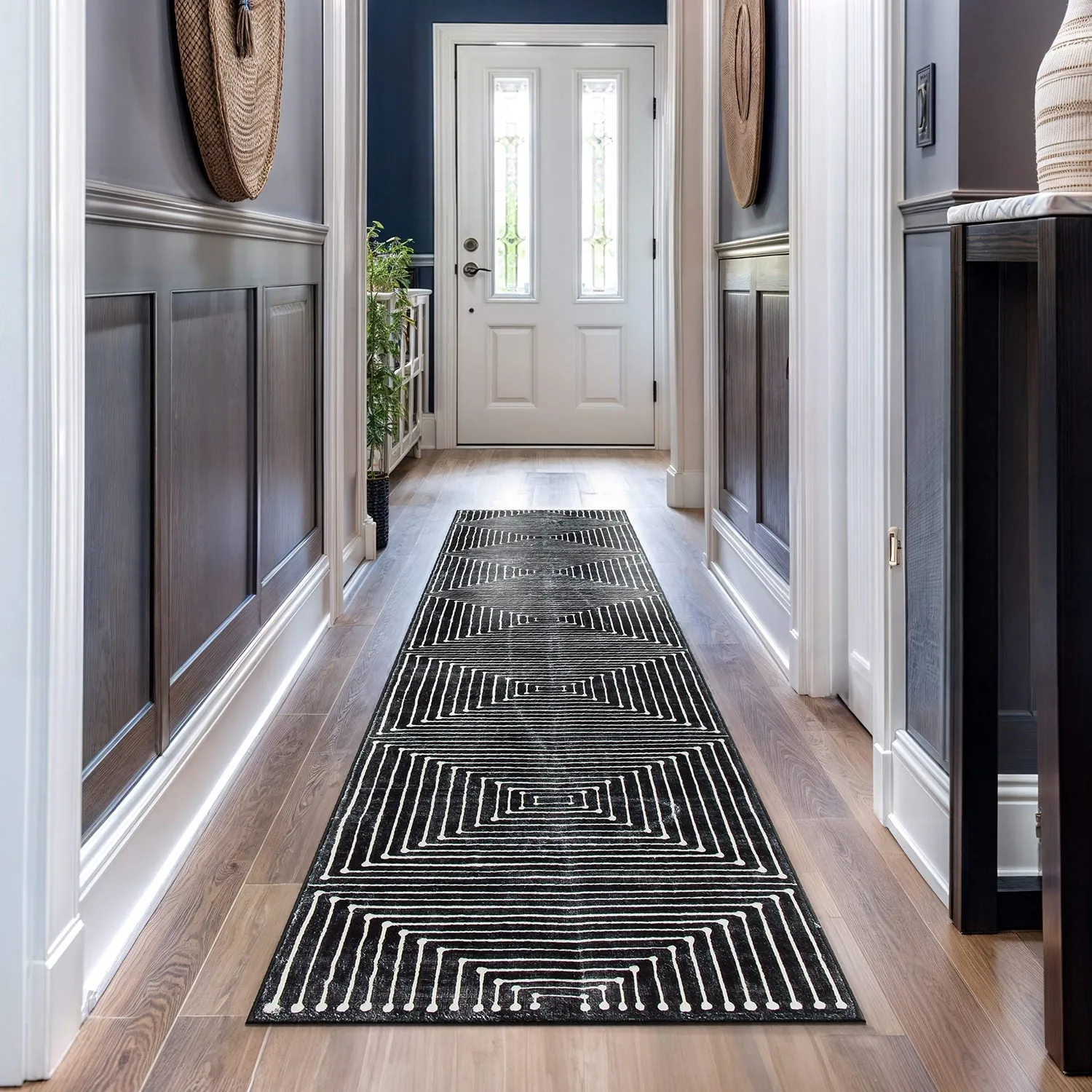World Rug Gallery Bohemian Stripes Washable Non Slip Area Rug