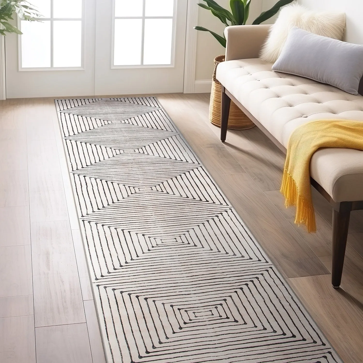 World Rug Gallery Bohemian Stripes Washable Non Slip Area Rug