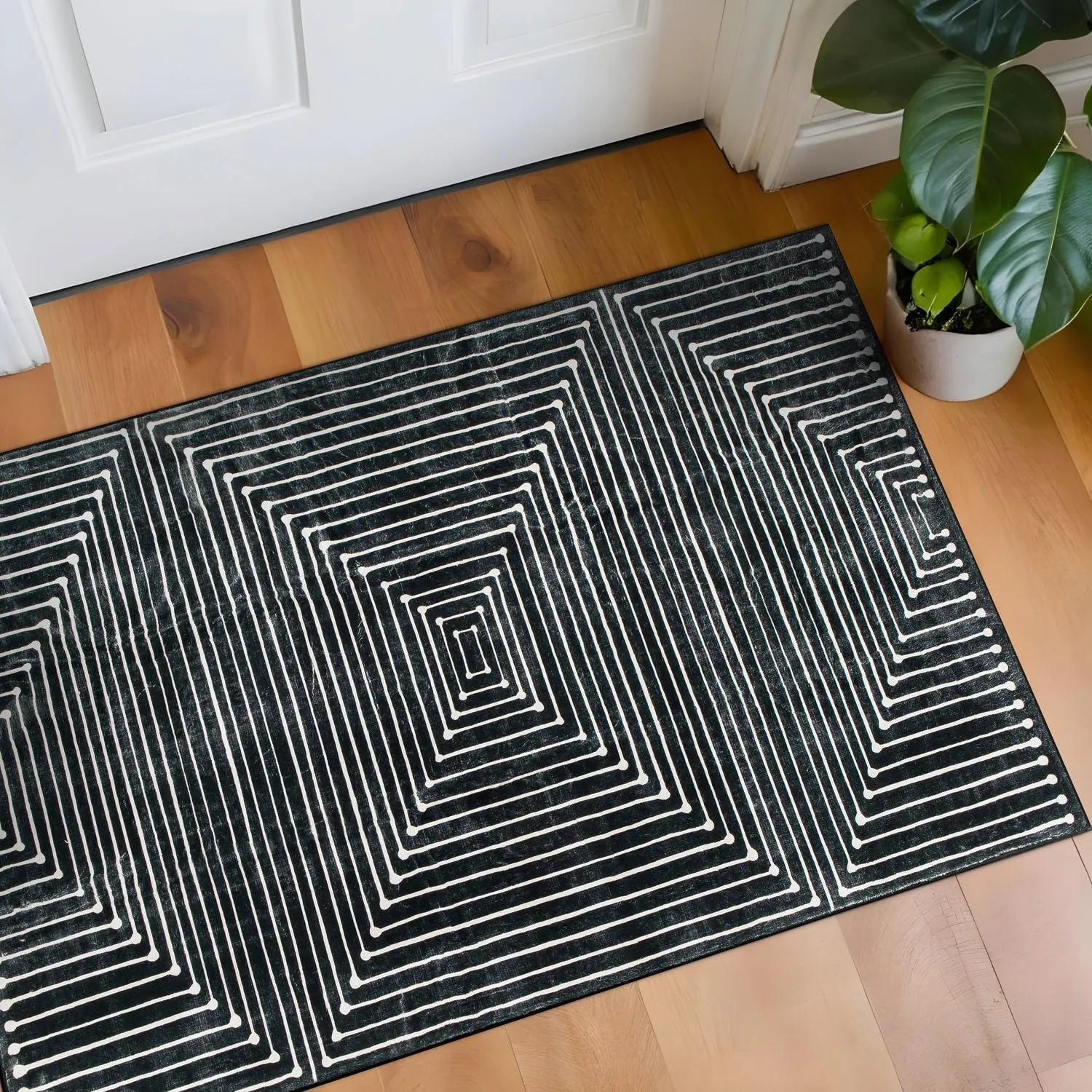 World Rug Gallery Bohemian Stripes Washable Non Slip Area Rug